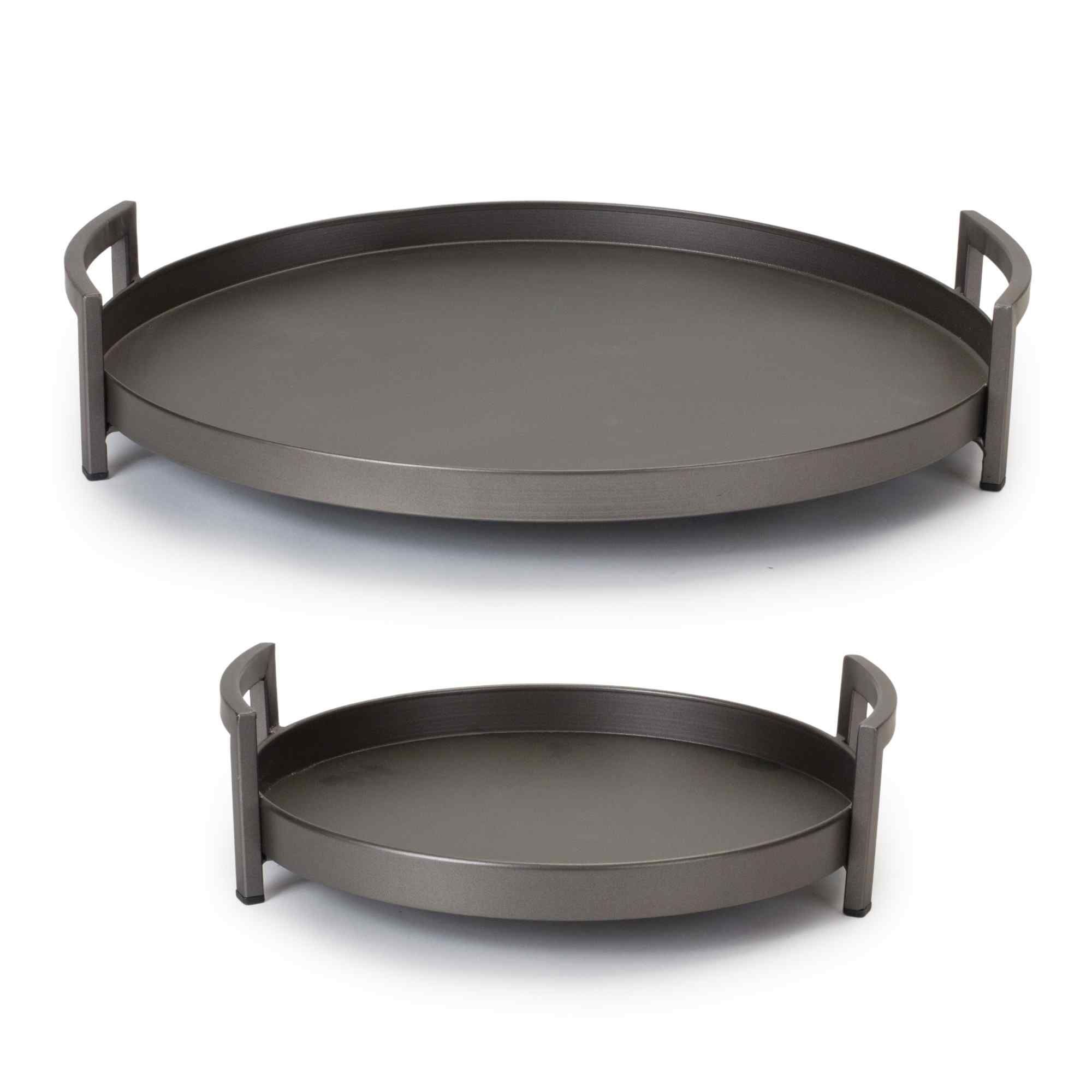 Melrose Round Black Metal Decorative Trays Set