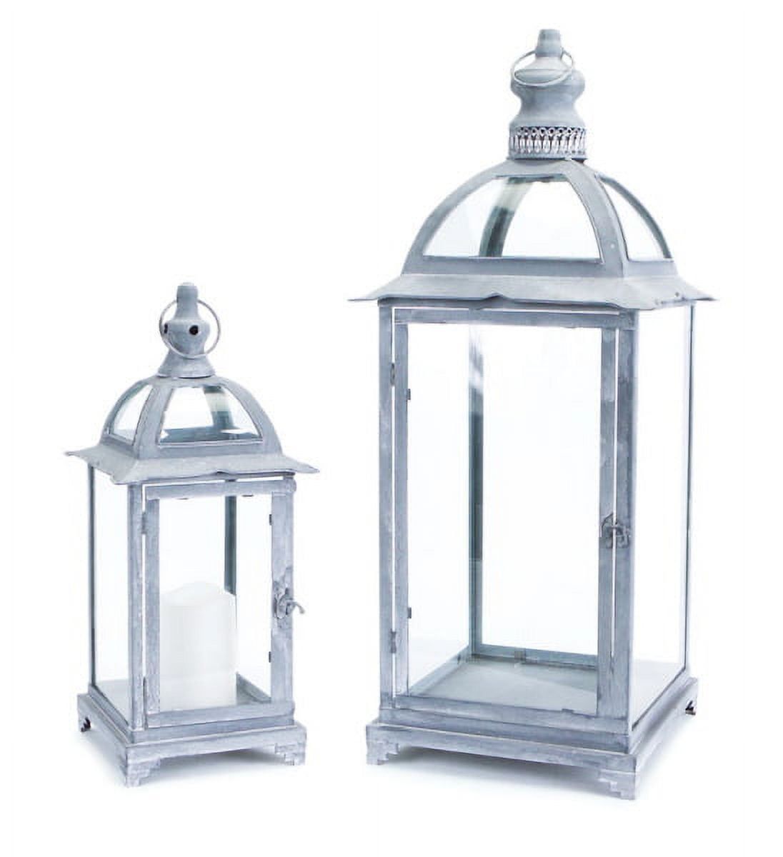 Pagoda Crest Iron and Glass Hanging Candle Lanterns