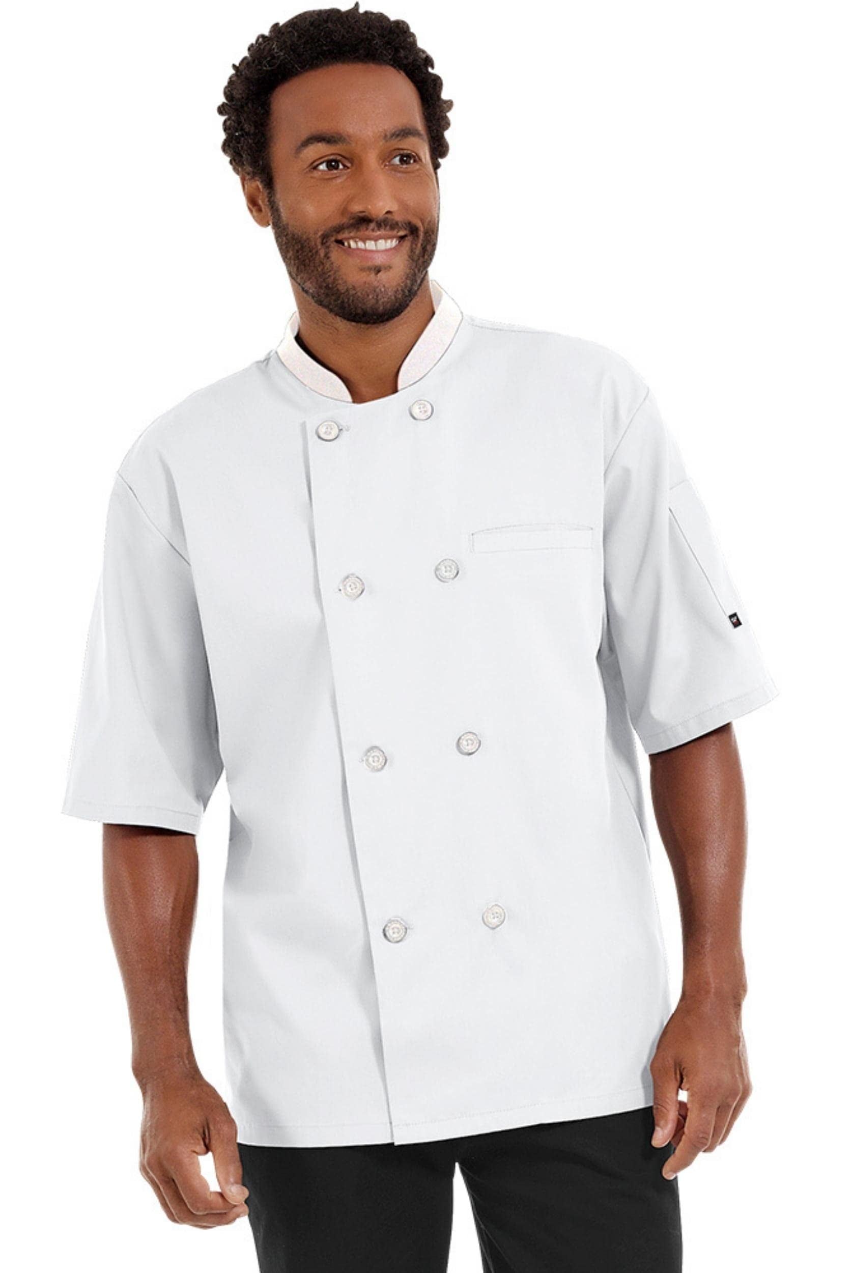 Men's White Short Sleeve Button Chef Coat