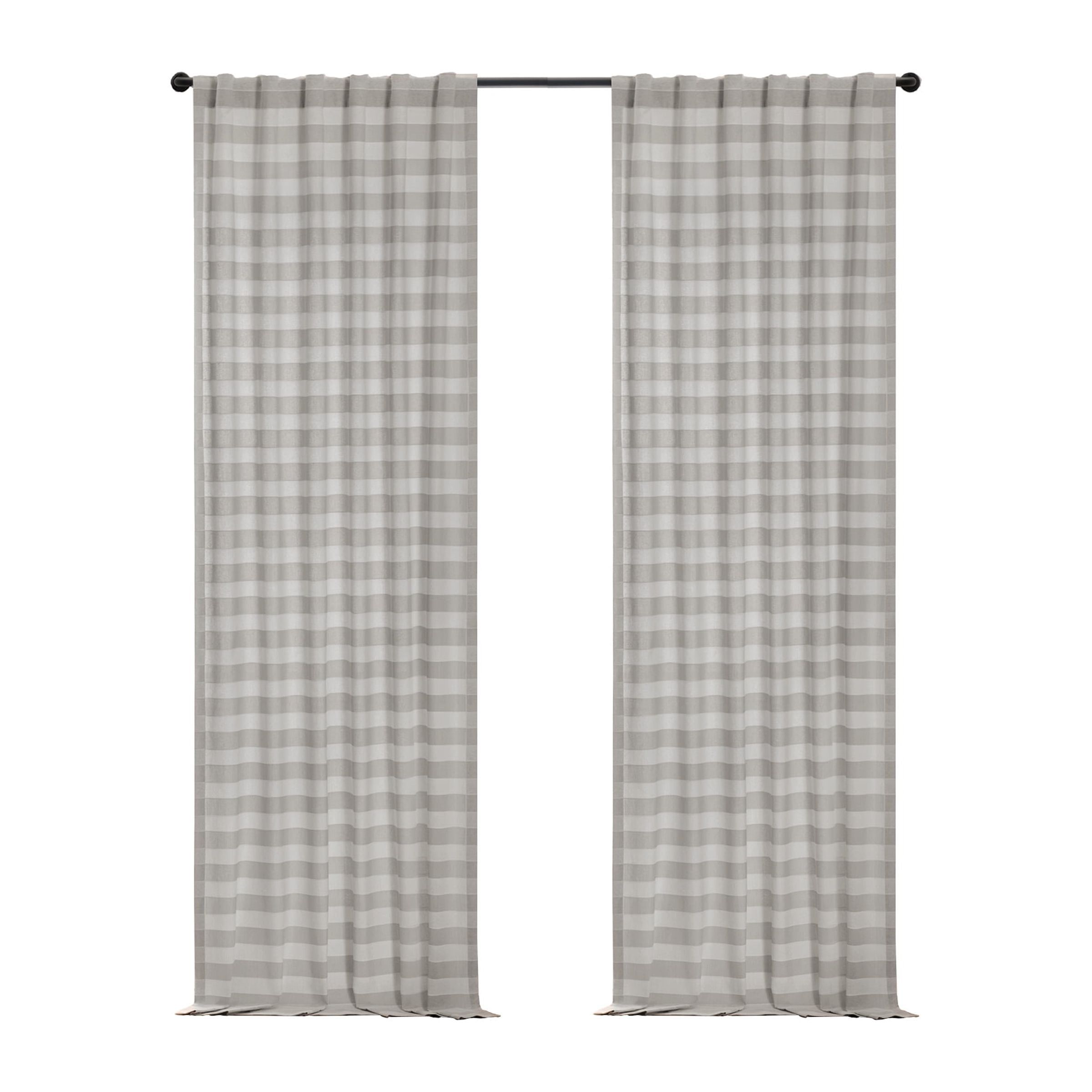 Dark Grey Pleated Sheer Cotton Polyester Window Panel 50 x 95