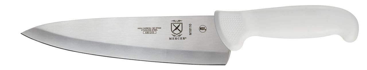 Mercer 8" High Carbon Japanese Steel Chef's Knife, White Handle