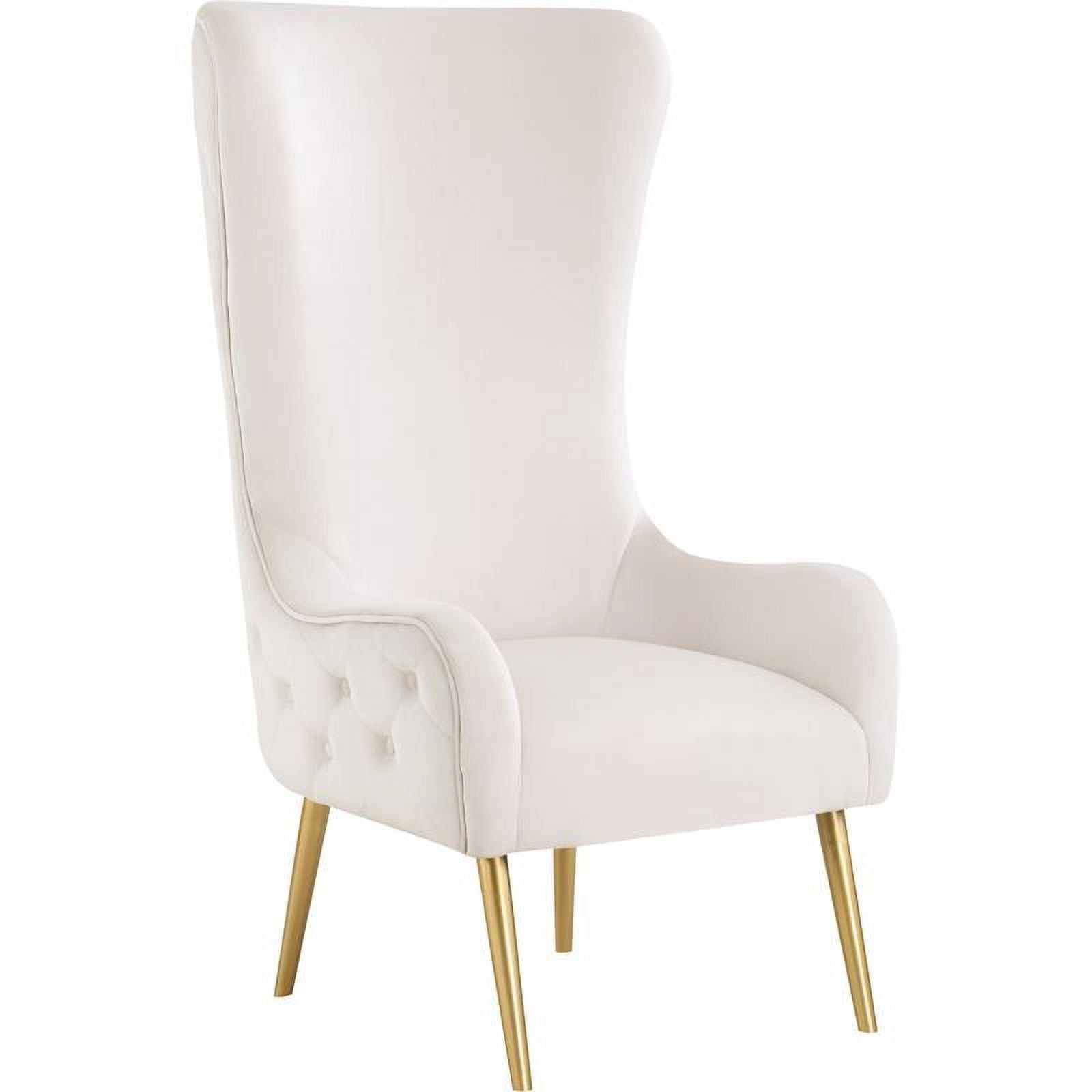 Alexander Cream Velvet High Back Accent Chair with Gold Legs