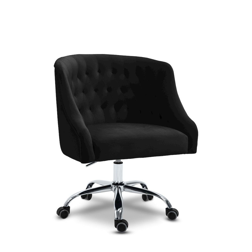 Arden 23'' Luxe Black Velvet Adjustable Office Chair with Chrome Base