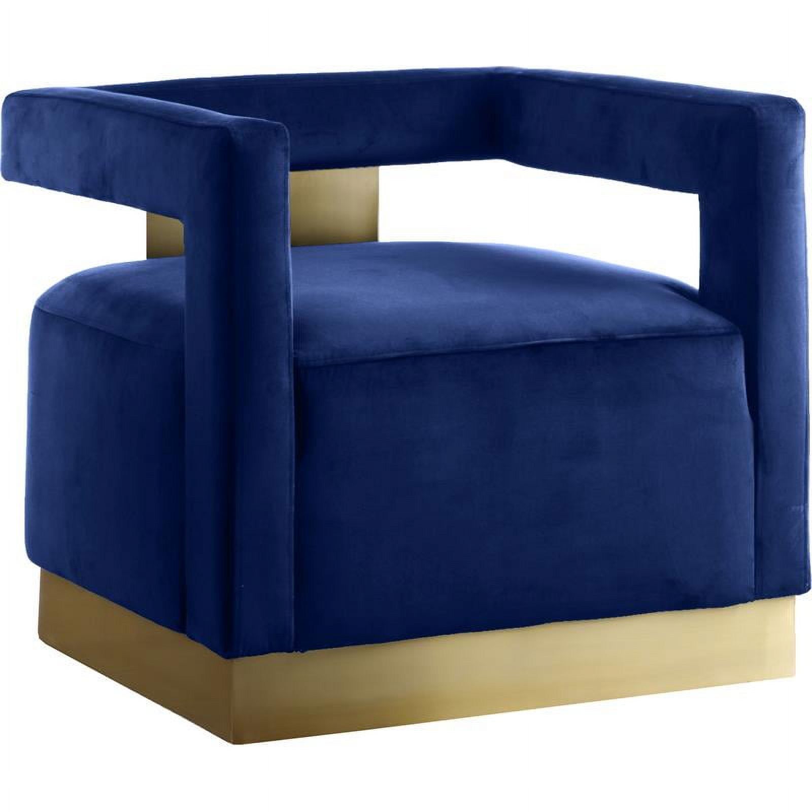 Navy Velvet Gold Steel Modern Accent Chair