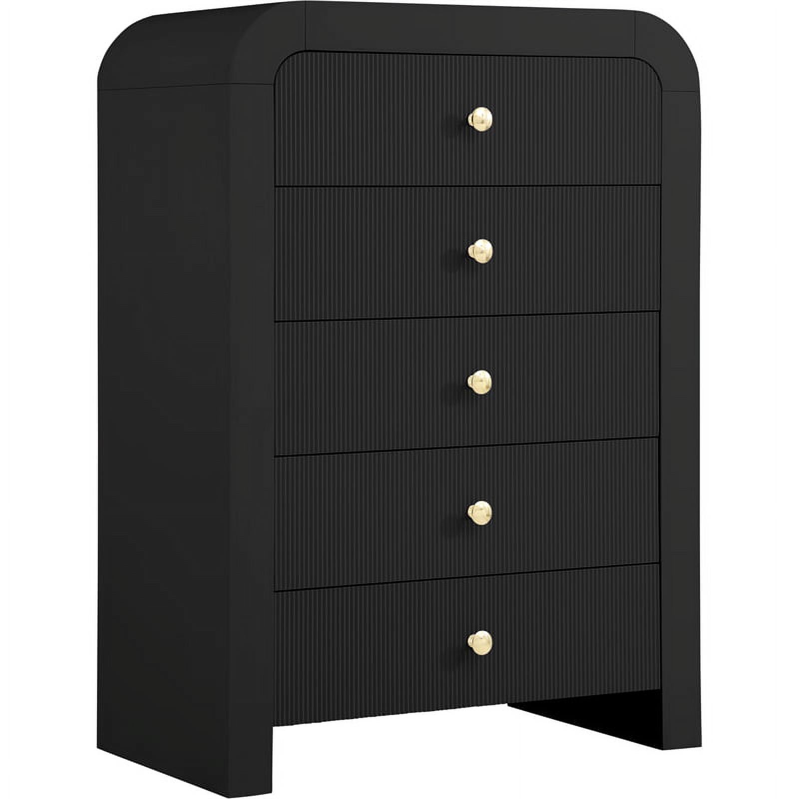 Artisto Black Wood Veneer Chest with Gold Handles