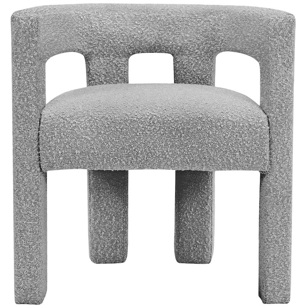 Minimalist Grey Boucle Fabric Upholstered Arm Chair