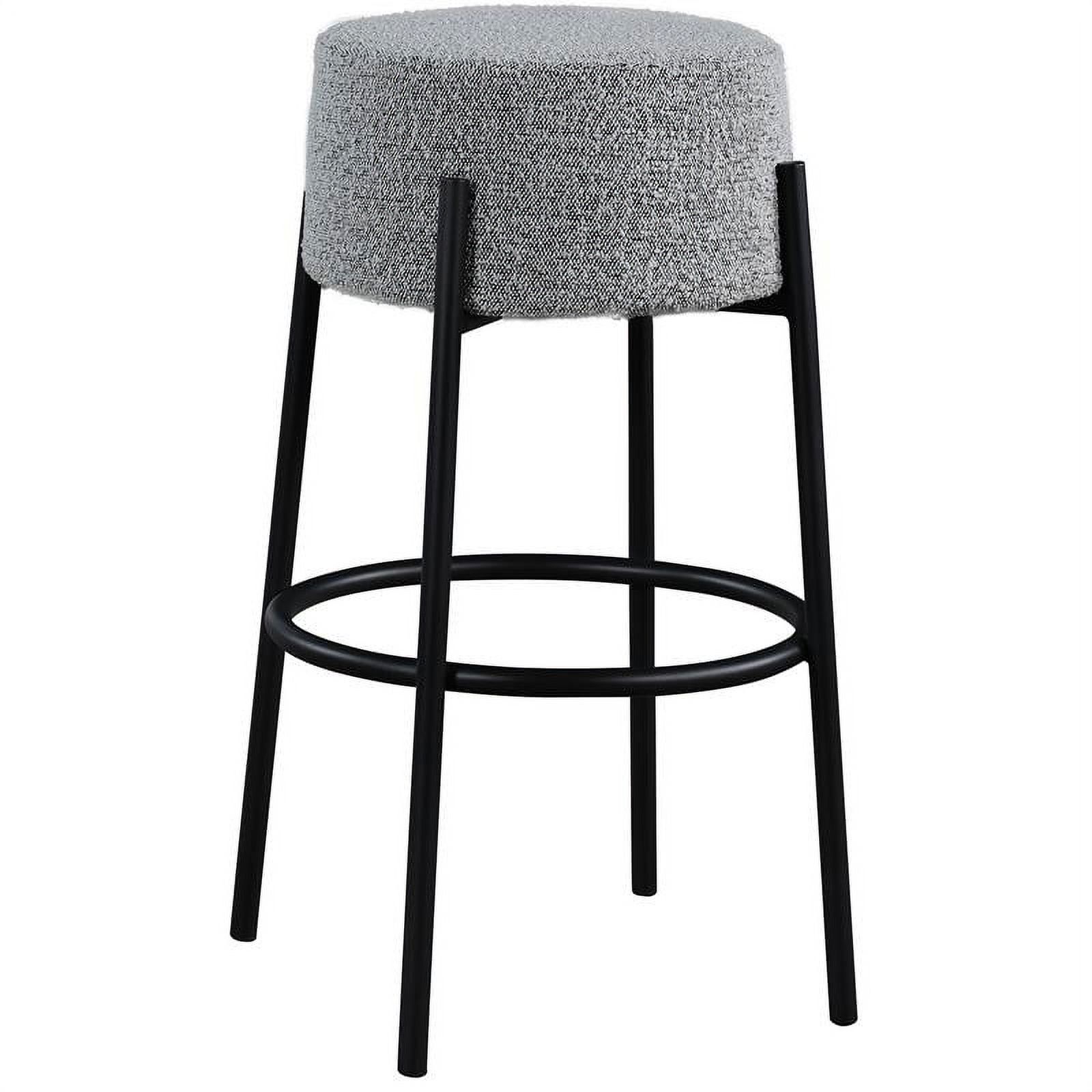 Avalon Gray Boucle Fabric and Iron Bar Stool