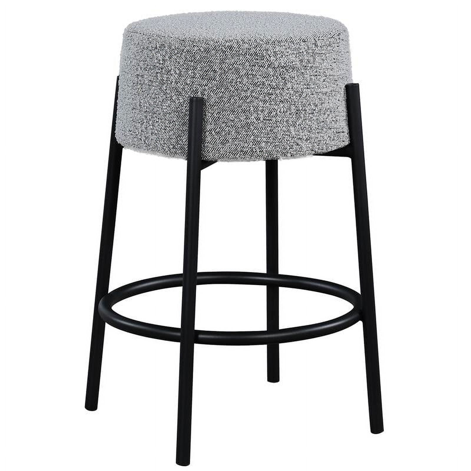 Avalon Gray Boucle Fabric Counter Stool with Black Iron Frame