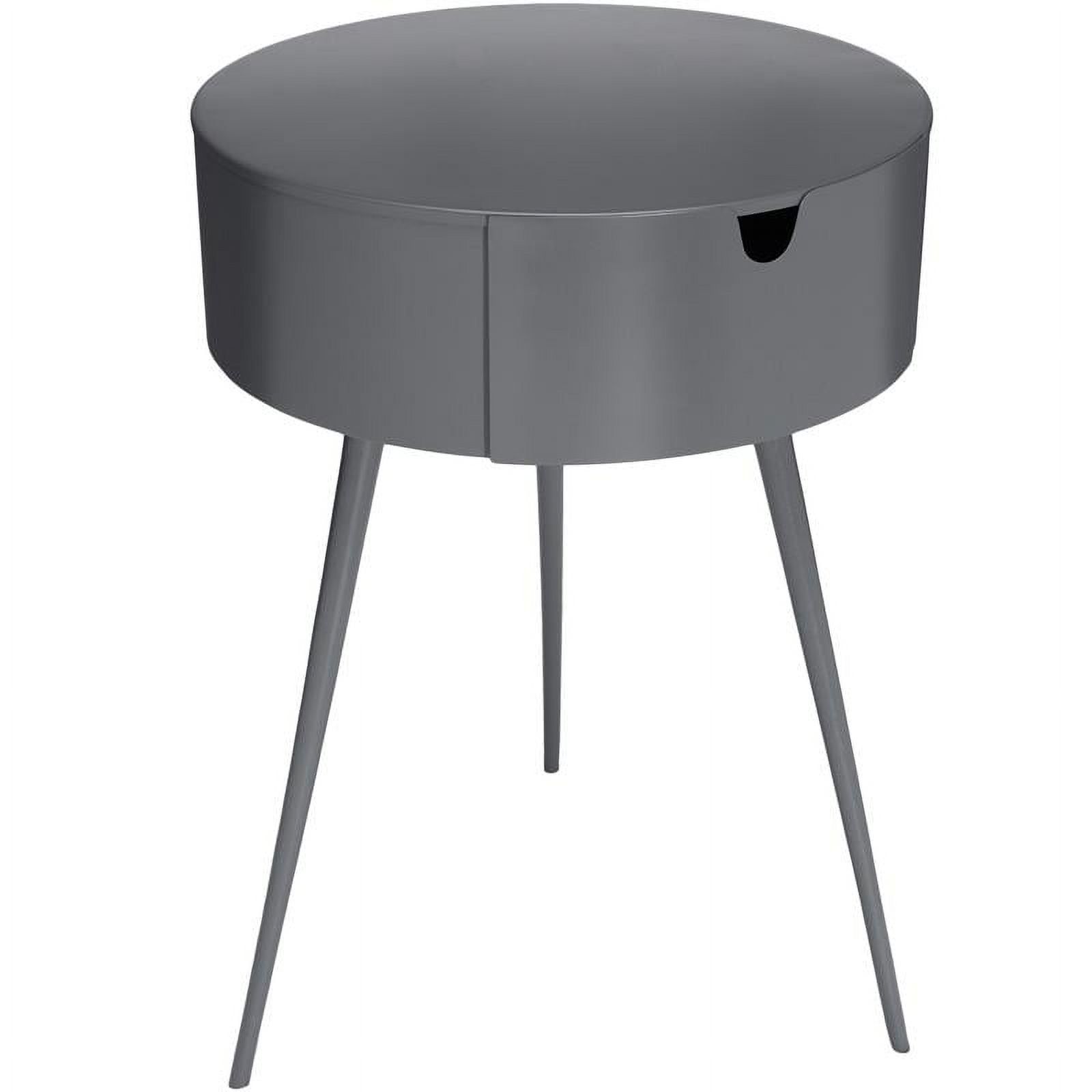 Bali Gray Metal Round Nightstand with Drawer