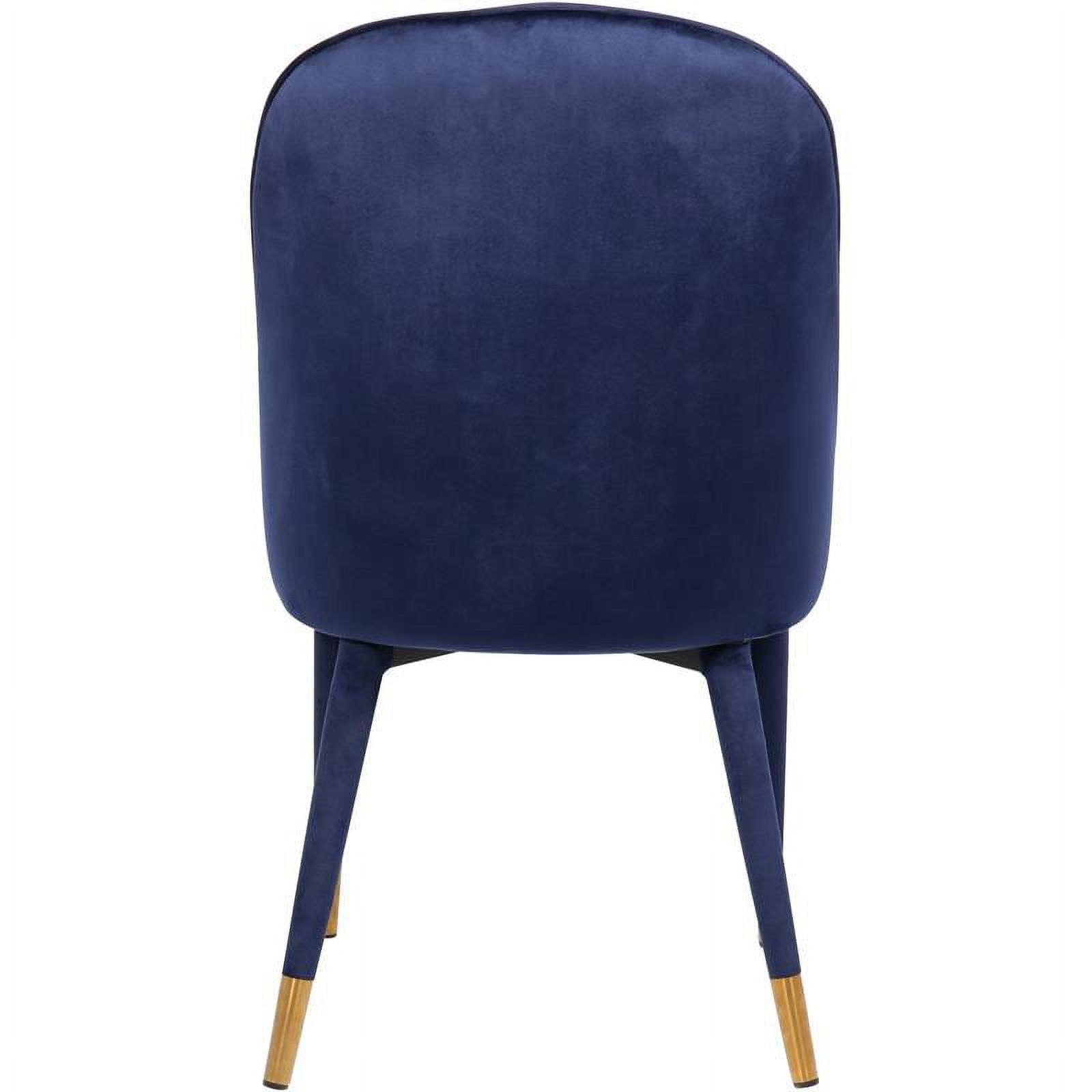 Luxurious Navy Velvet Upholstered Dining Chair with Gold-Tipped Legs