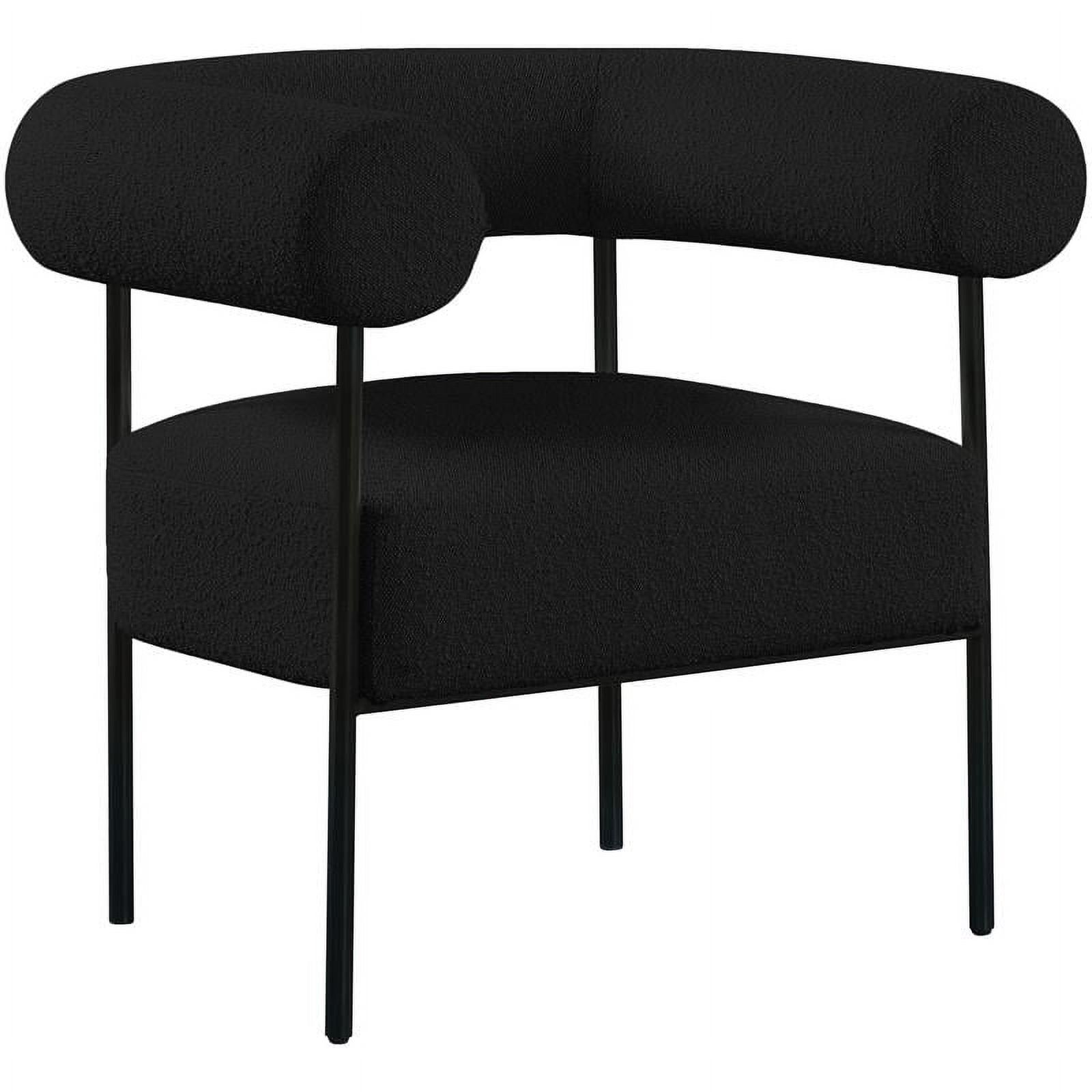 Contemporary Matte Black Metal & Boucle Fabric Accent Chair