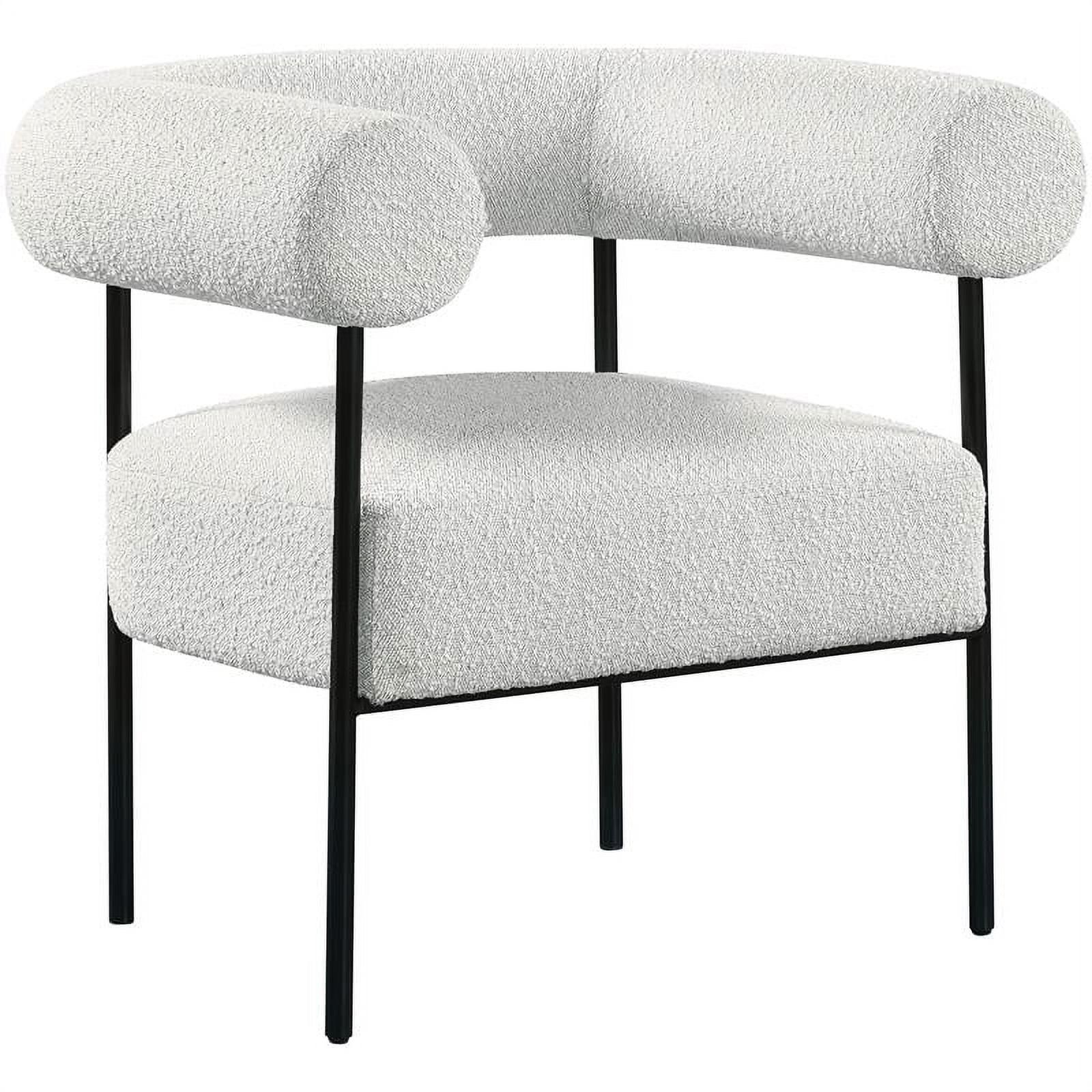 Blake Cream Boucle Fabric Accent Chair with Black Metal Frame