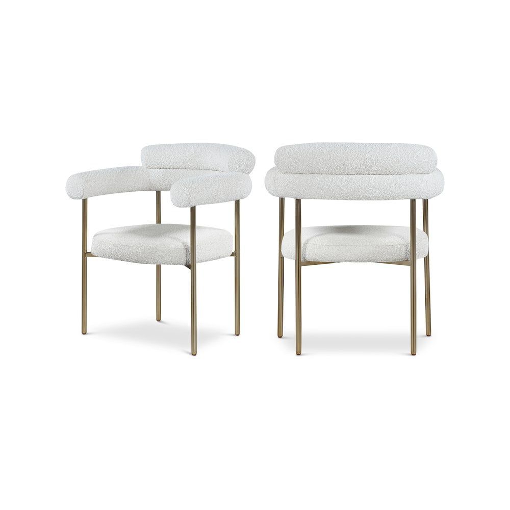 Blake Cream Upholstered Arm Chair with Metal Frame