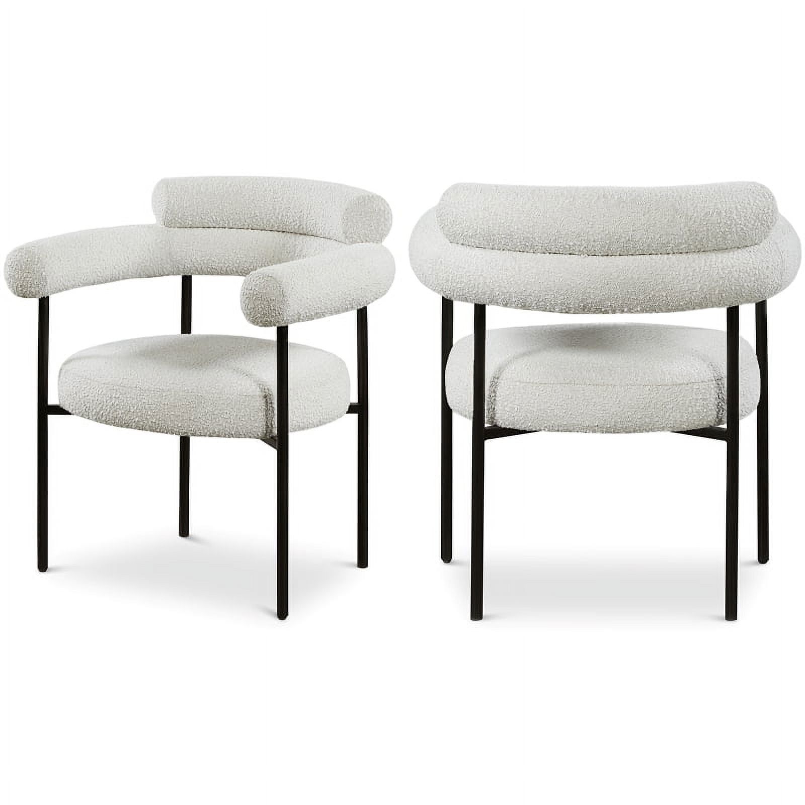 Blake Cream Boucle Fabric Arm Chair with Black Metal Frame