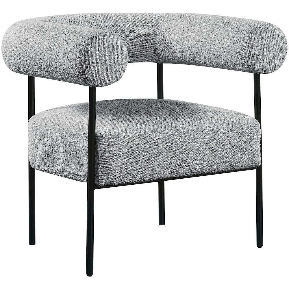 Blake Gray Boucle Fabric Accent Chair with Metal Frame