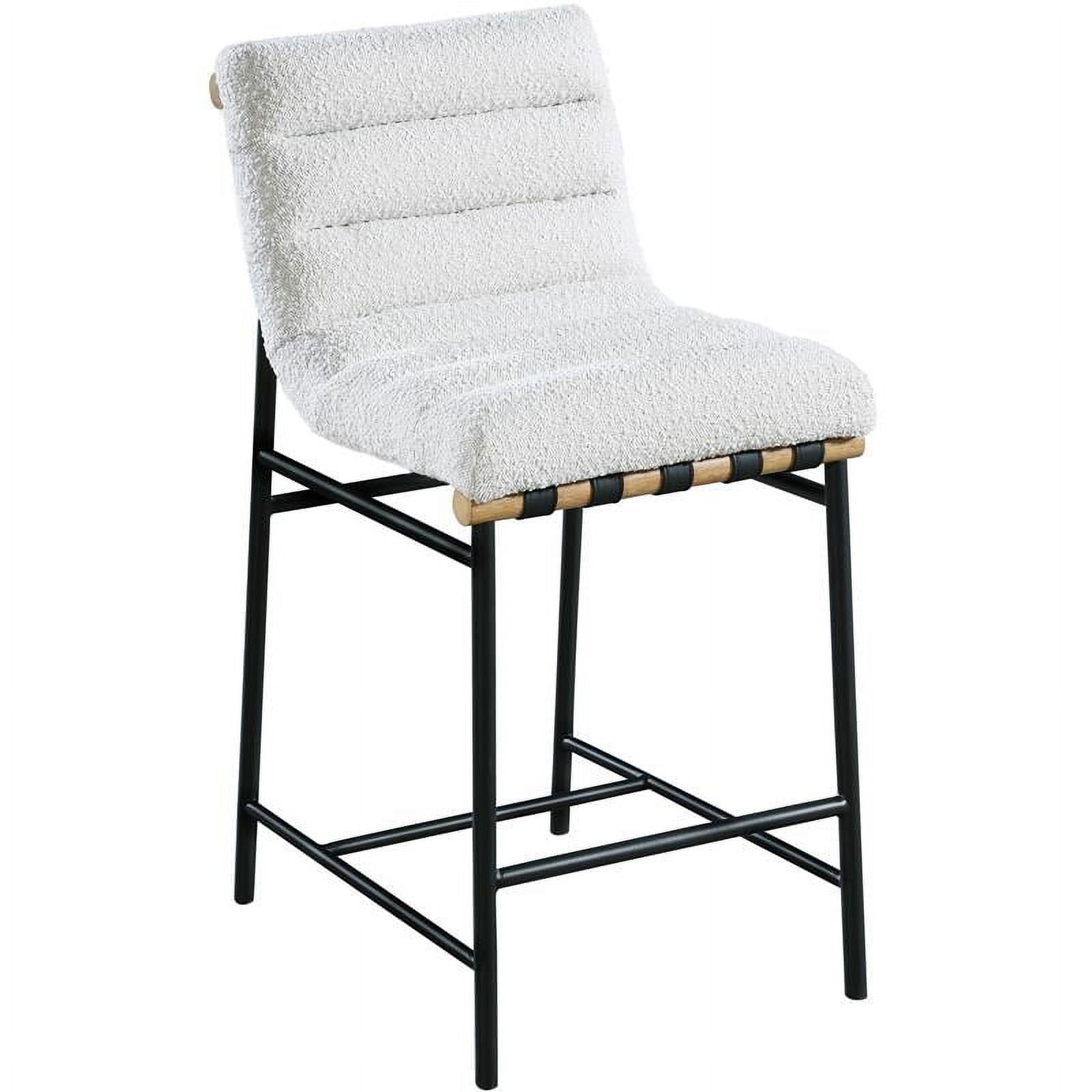 Burke Cream Boucle Fabric and Black Metal Counter Stool