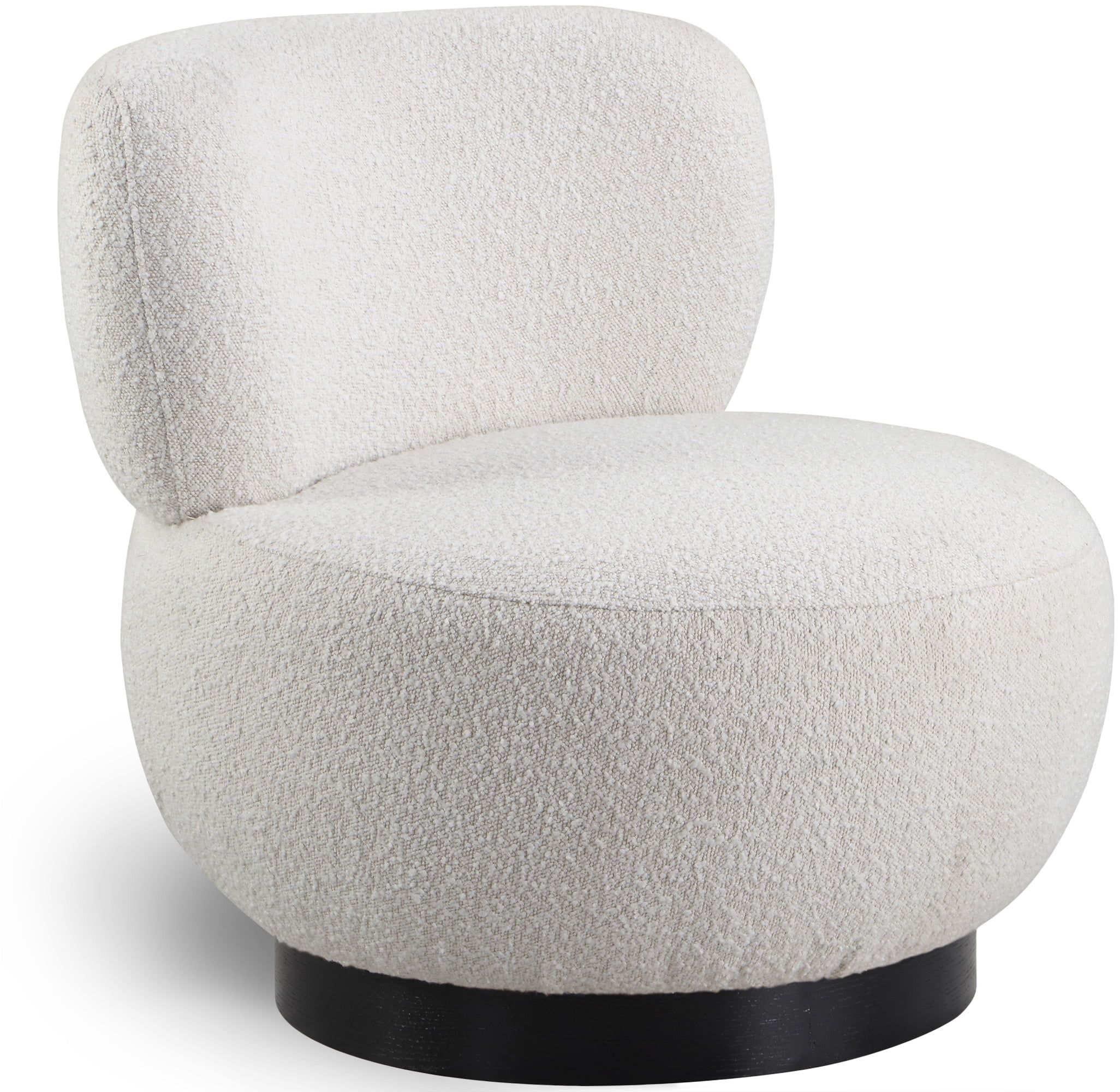 Calais Cream Boucle Fabric Mid-Century Modern Accent Chair