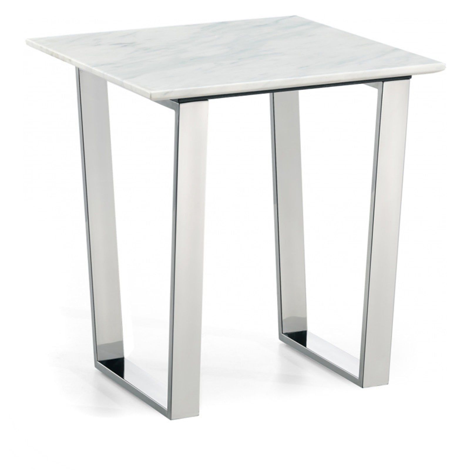 Carlton 20" Contemporary Chrome & Stone Square End Table