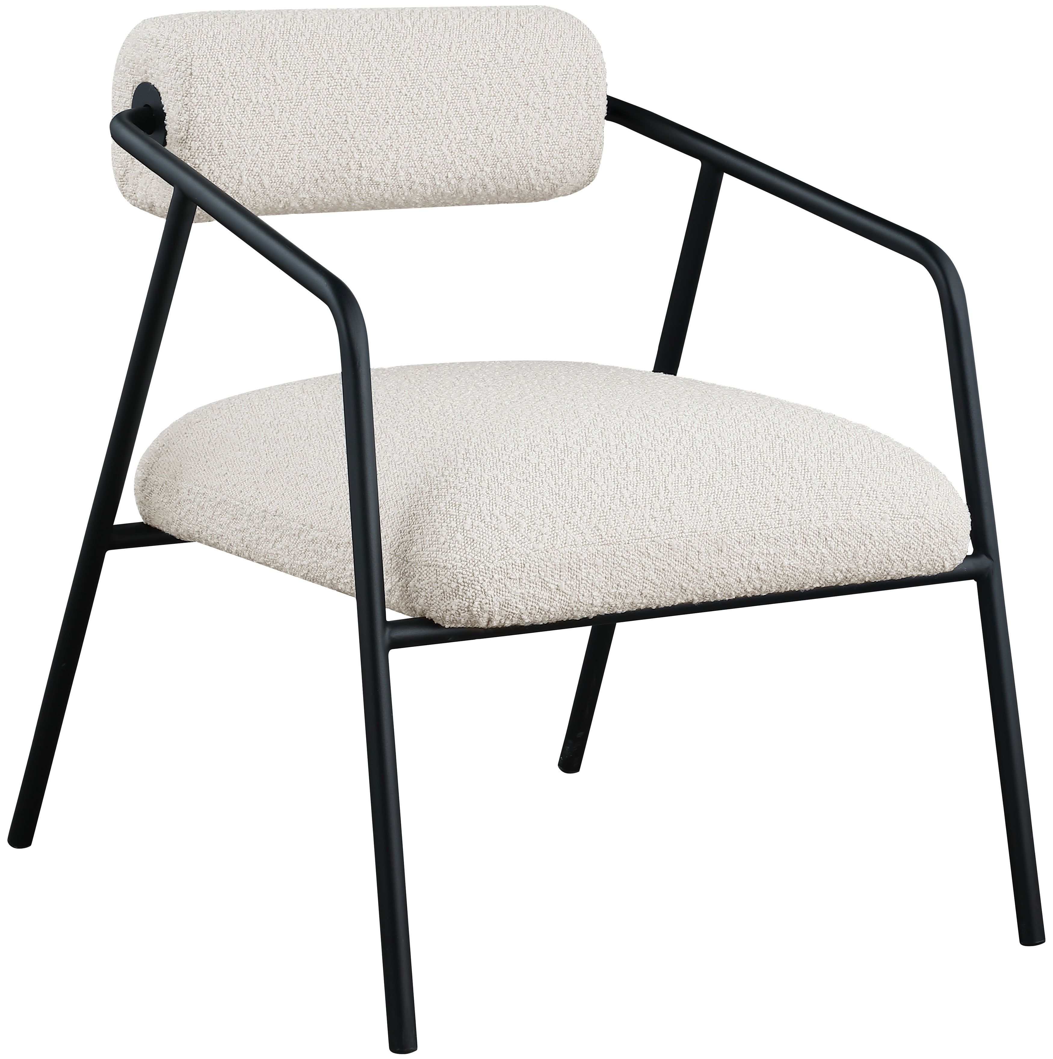 Carly Contemporary Cream Boucle Accent Chair with Matte Black Frame