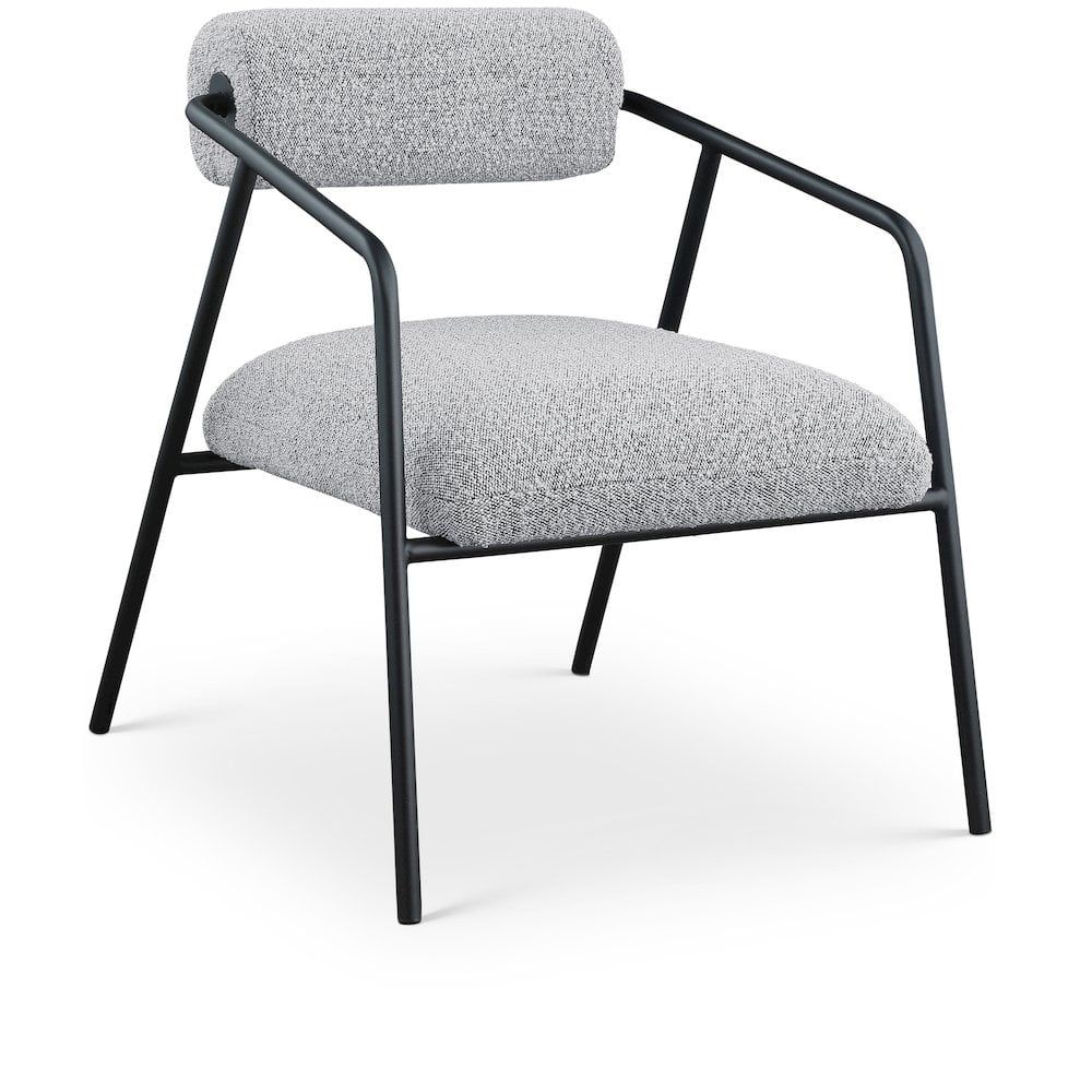 Carly Gray Boucle Fabric Accent Chair with Black Frame