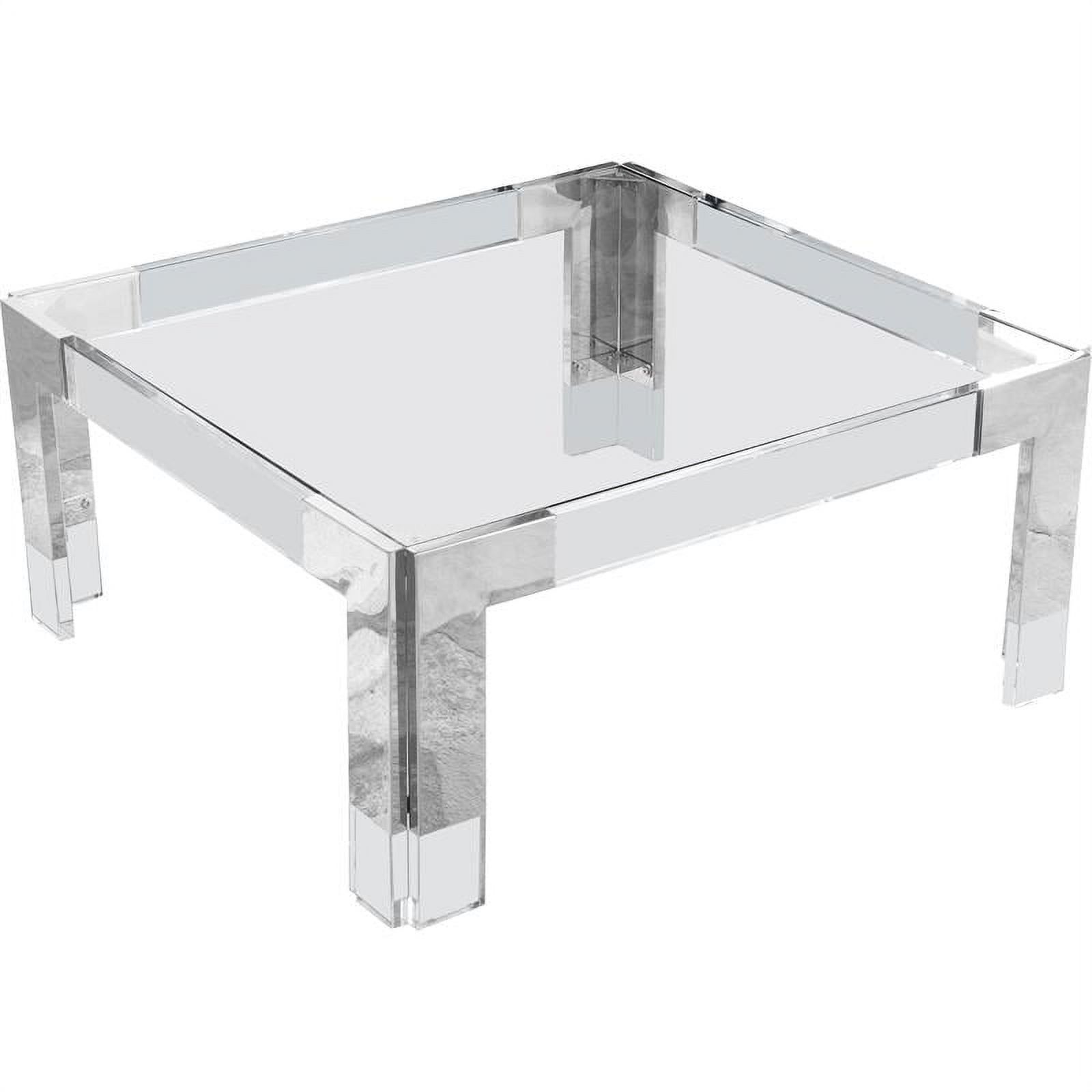 Casper Square 36" Glass-Top Coffee Table with Acrylic & Chrome Accents