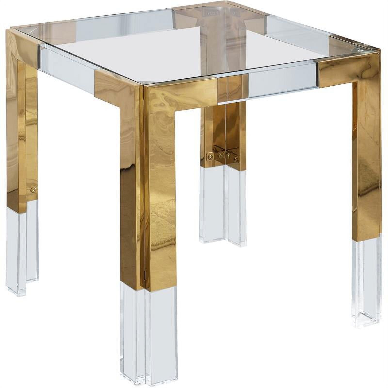 Casper Gold Stainless Steel and Acrylic Square Glass Top End Table