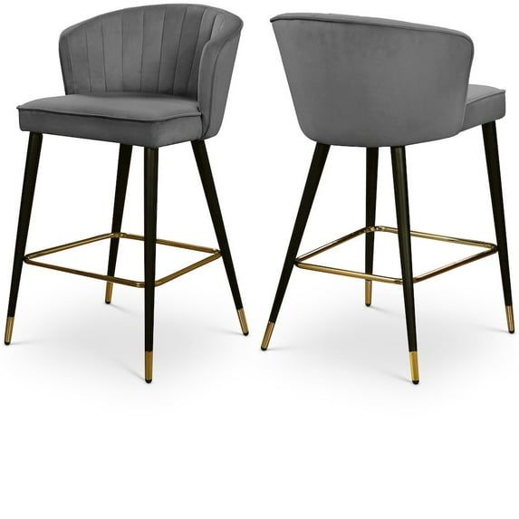 Cassie 36.5" Black Metal and Wood Counter Stool