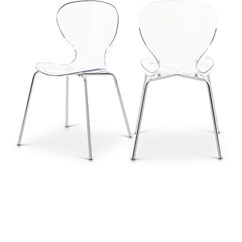 Clarion Contemporary Chrome Metal Side Chair with Translucent Seat