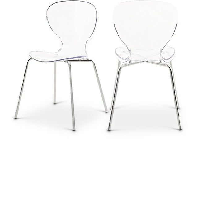 Clarion Contemporary Chrome Metal Side Chair with Translucent Seat