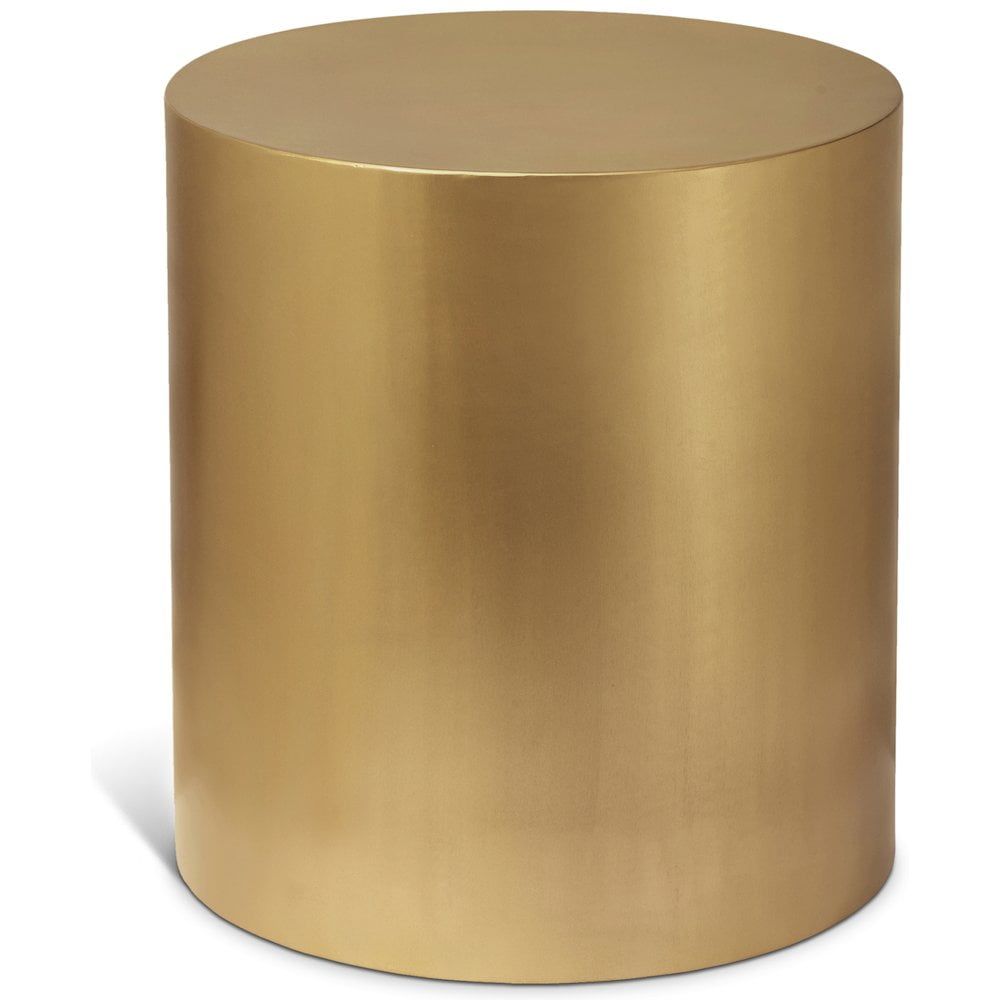 Brushed Gold Round Metal Contemporary End Table