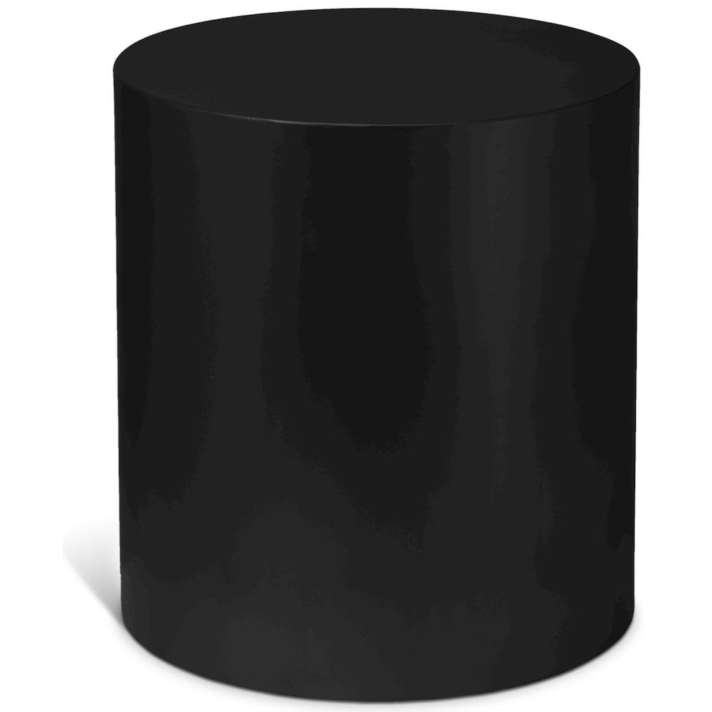 Matte Black Round Metal Cylinder Accent Table