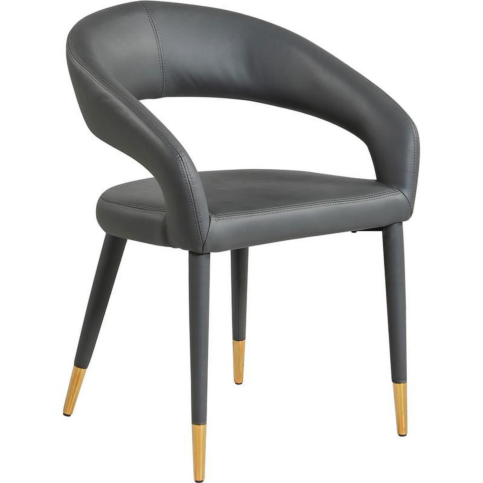 Elegant Grey Faux Leather Upholstered Arm Chair with Gold-Tipped Legs