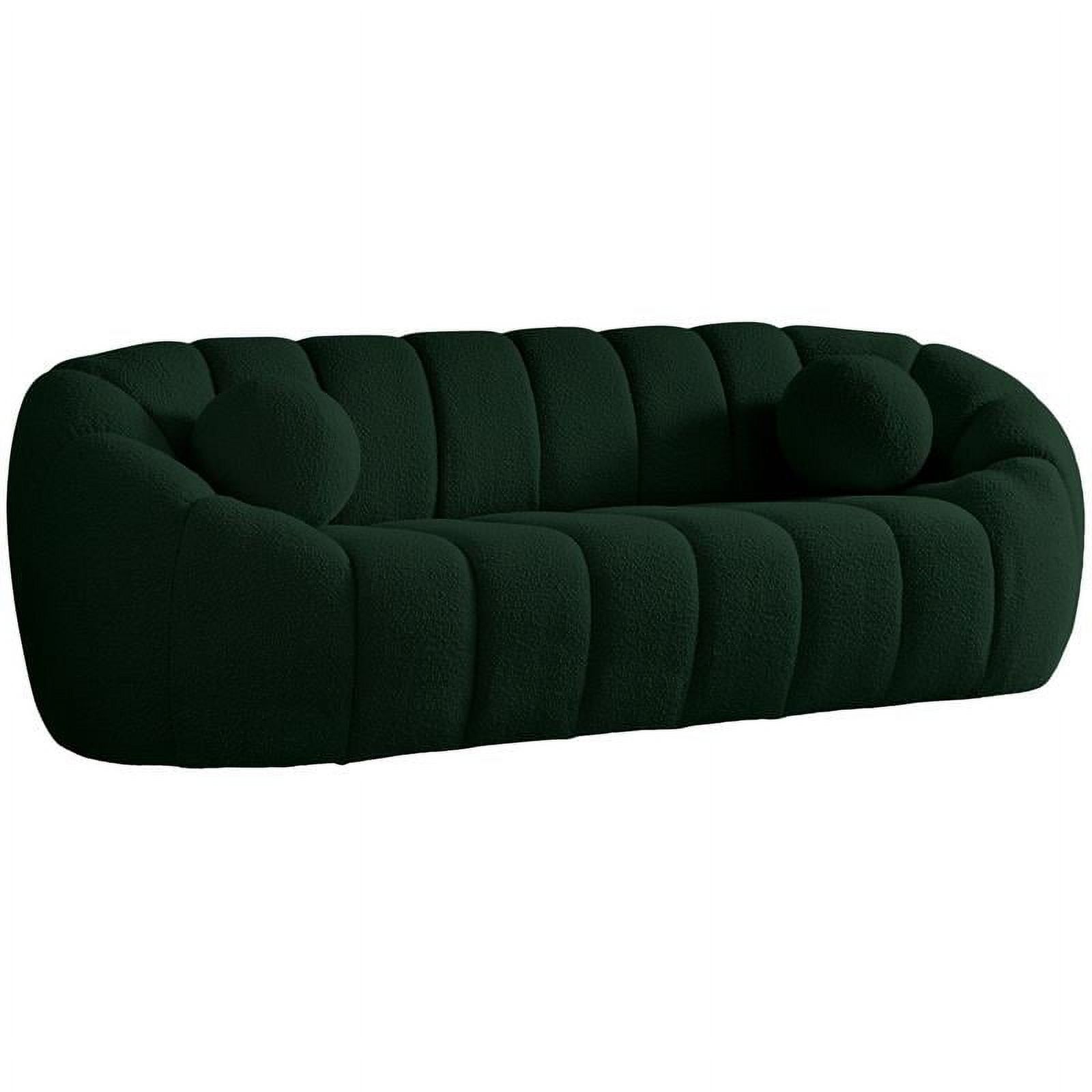 Elijah 93.5" Green Tufted Fabric Sofa with Wood Legs