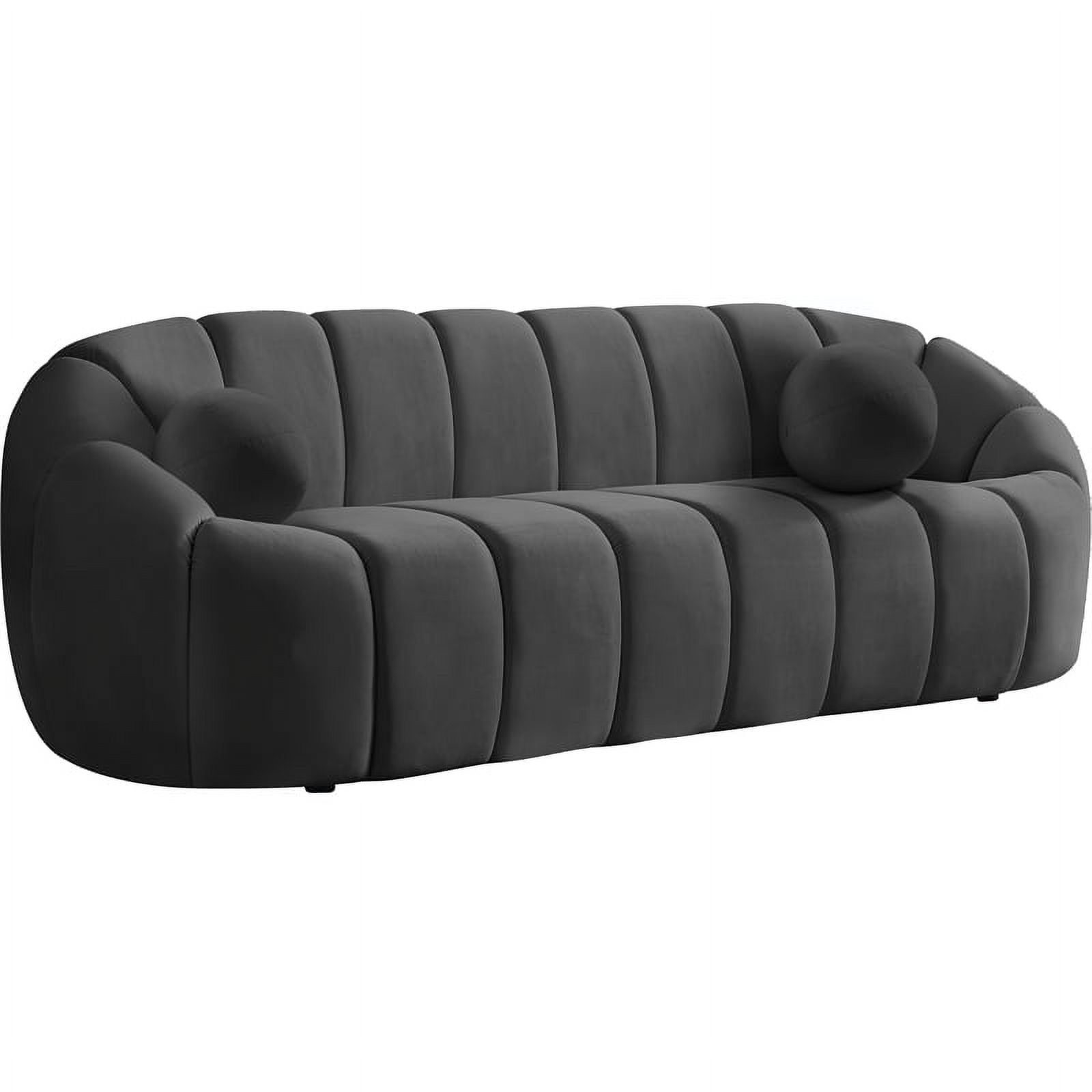 Elijah Oversized Grey Velvet Tufted Modern Sofa