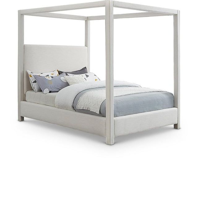 Emerson Queen-Sized Modern Linen Upholstered Bed with Wood Frame