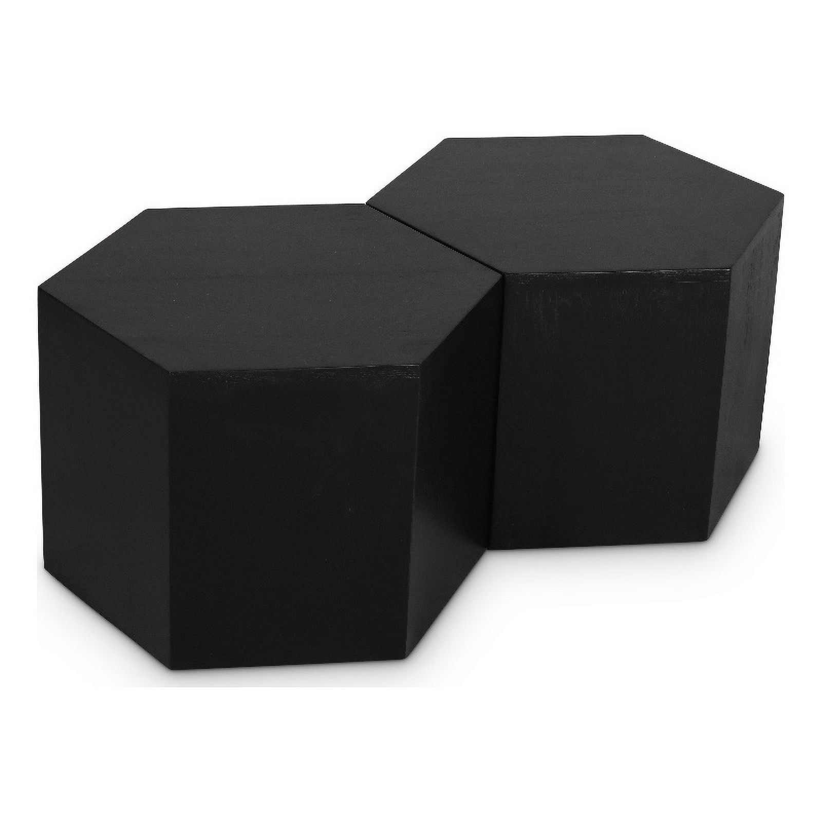 HexaBunch Solid Oak Hexagonal Bunching Coffee Tables in Black