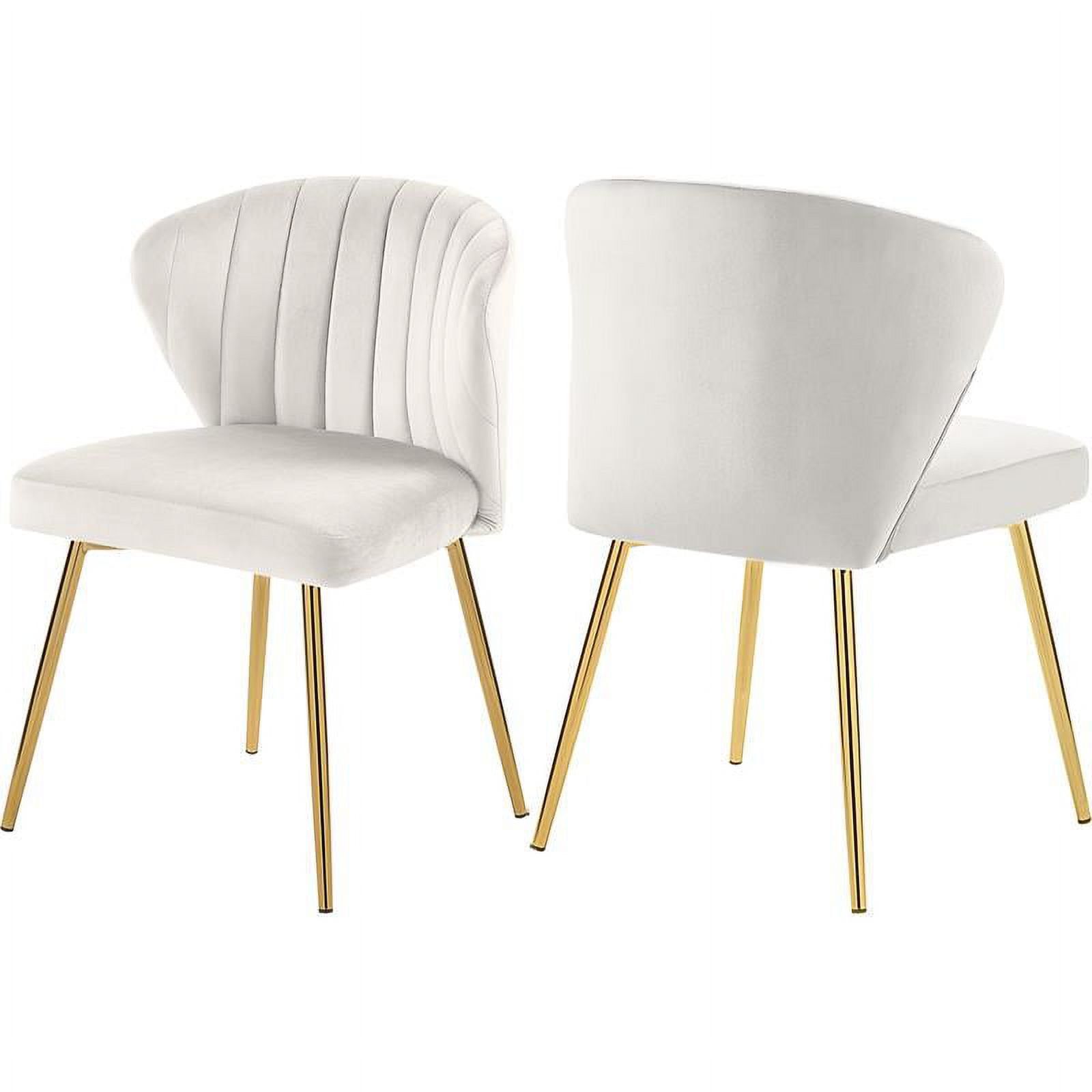 Elegant Cream Velvet Upholstered Dining Chair with Gold Metal Legs