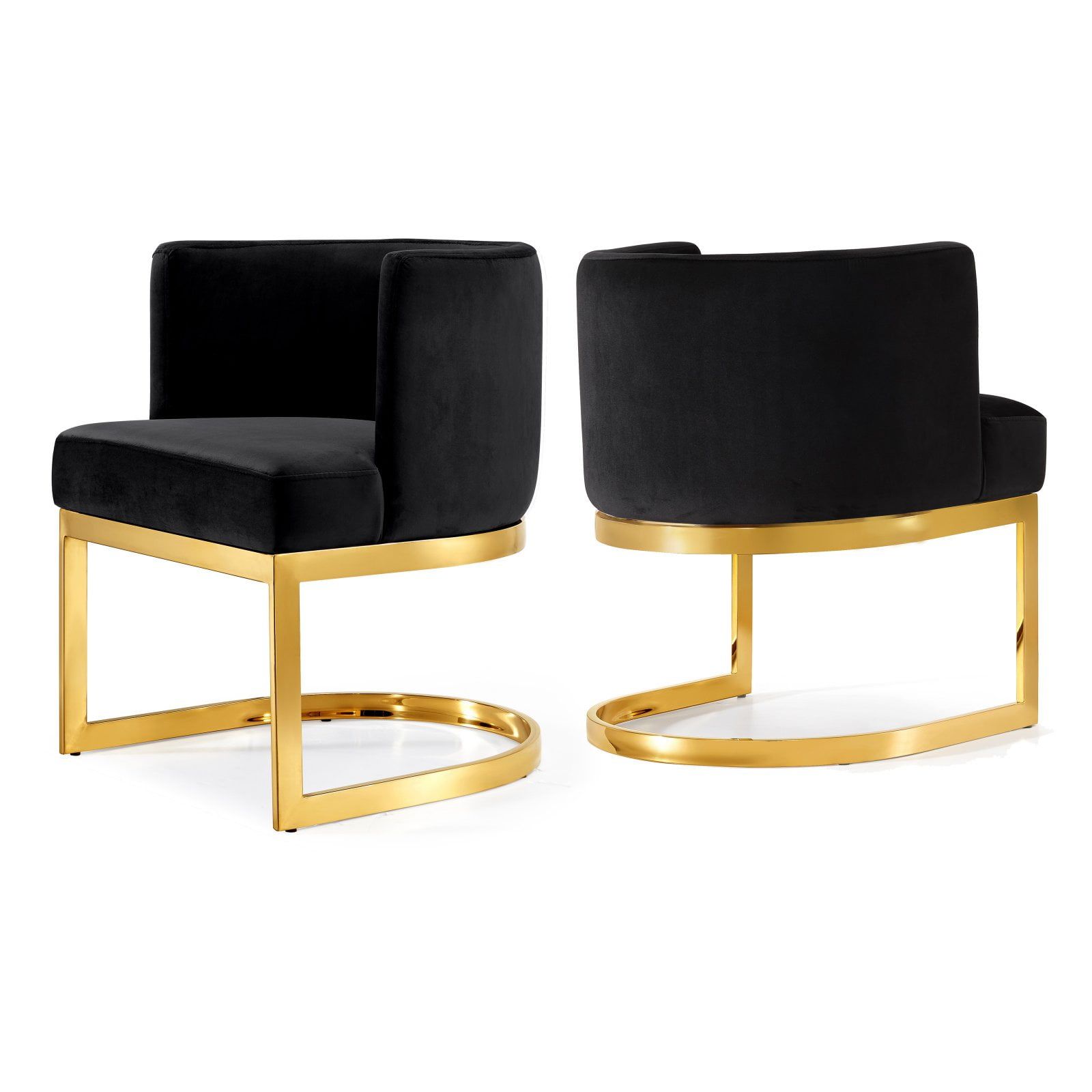 Black Velvet and Gold Barrel Arm Chair