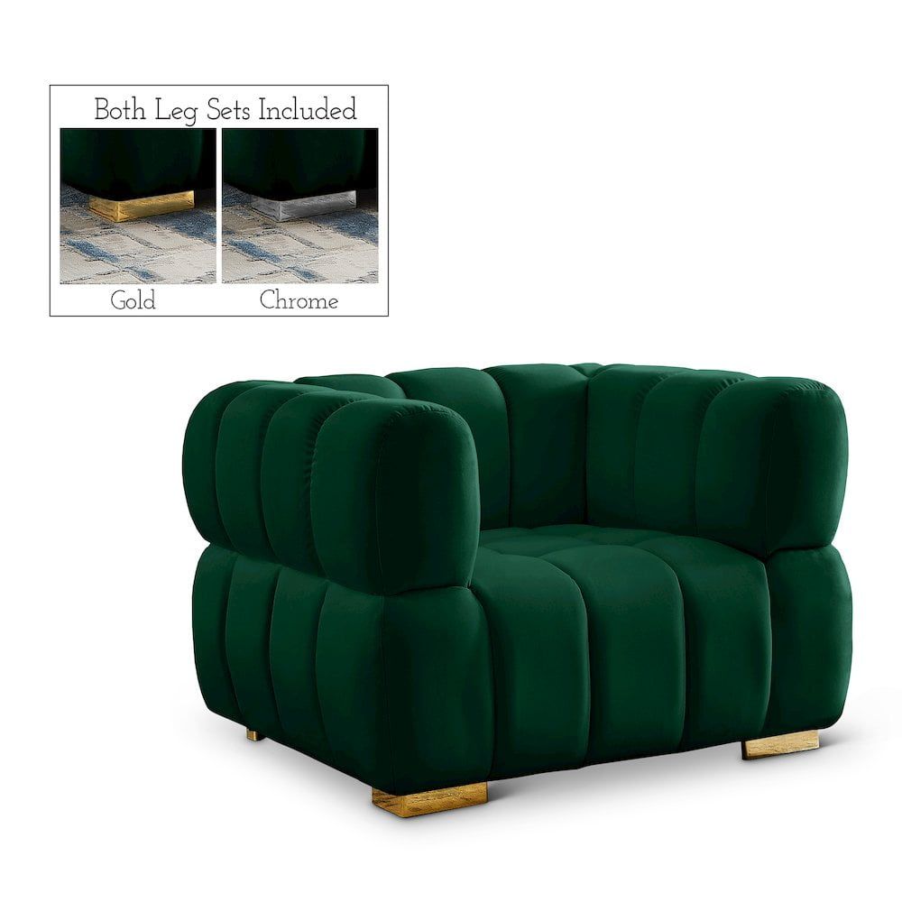 Luxurious Oversized Gwen Chair in Rich Green Velvet