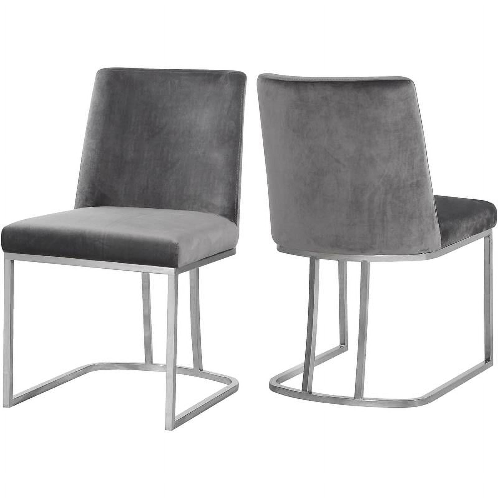 Chic Heidi Grey Velvet & Chrome Metal Side Chair