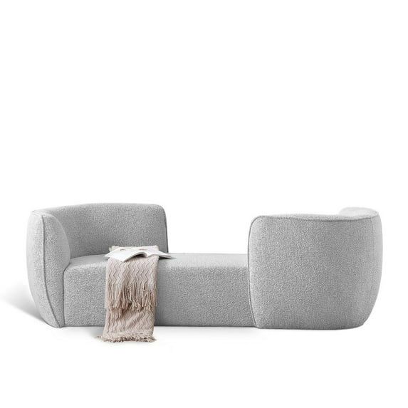 Cozy Corner 90'' Grey Boucle Fabric Chaise Lounge