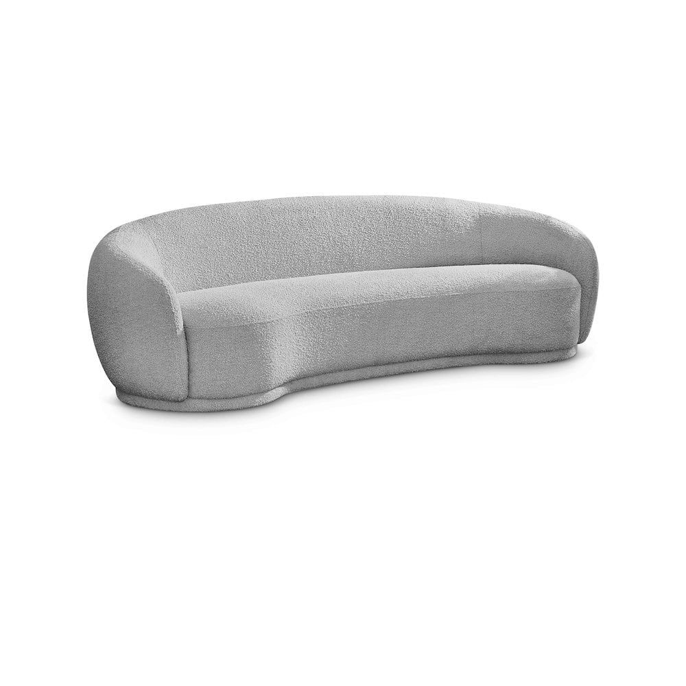 Hyde Contemporary Grey Boucle Fabric Stationary Sofa with Plush Cushions