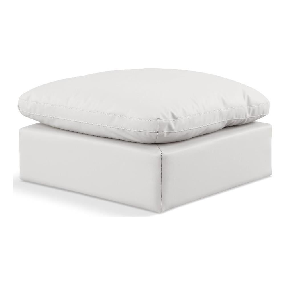 Cream Vegan Leather Modular Ottoman with Cushion