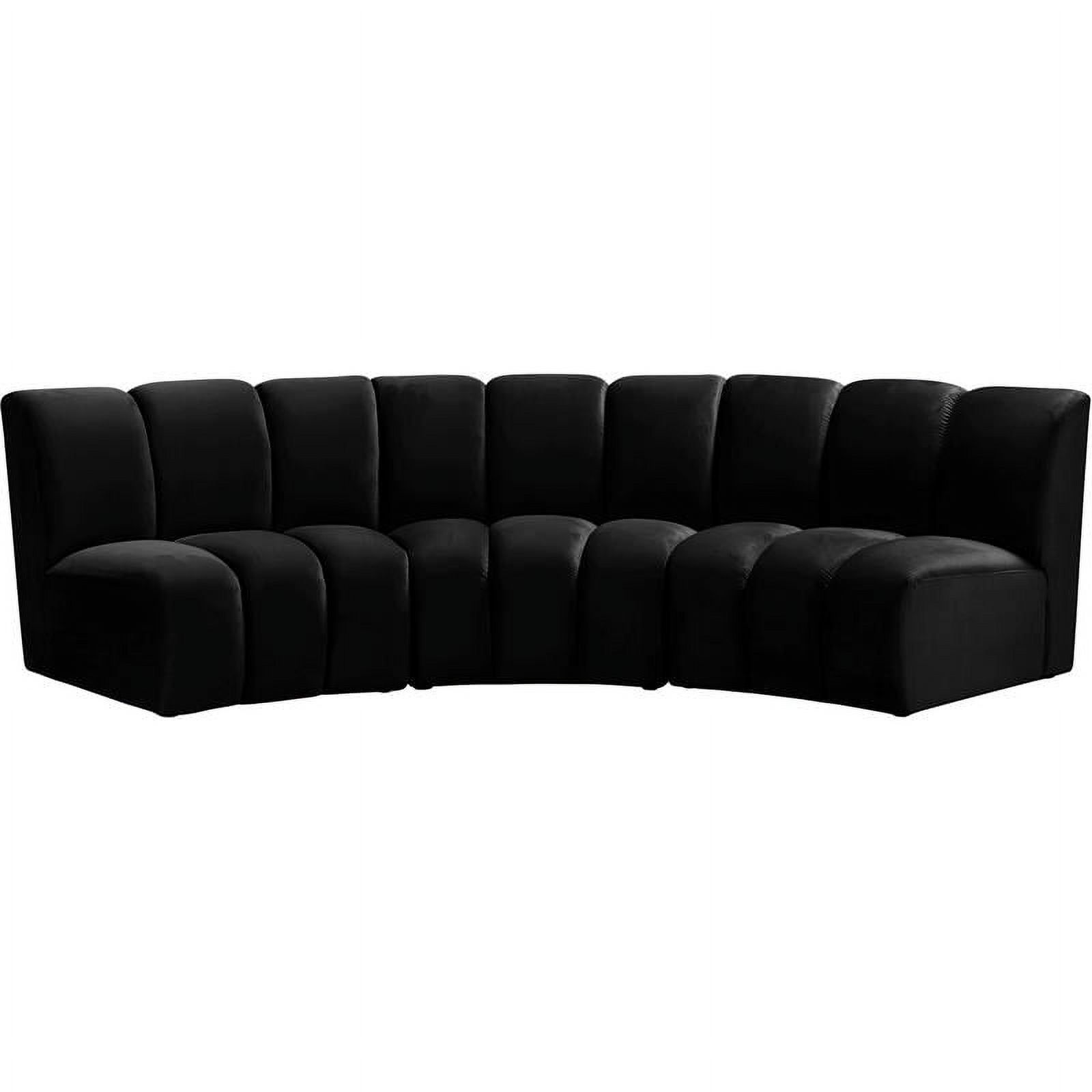 Infinity Black Velvet 3-Piece Tufted Modular Sectional