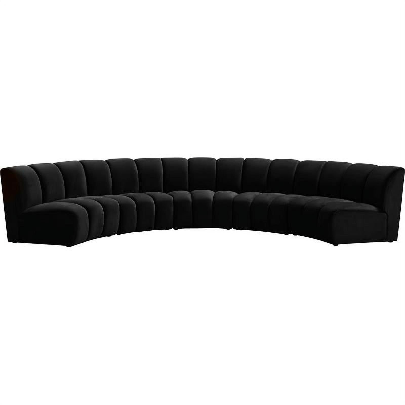 Infinity Luxe Black Velvet Tufted 5-Piece Modular Sectional