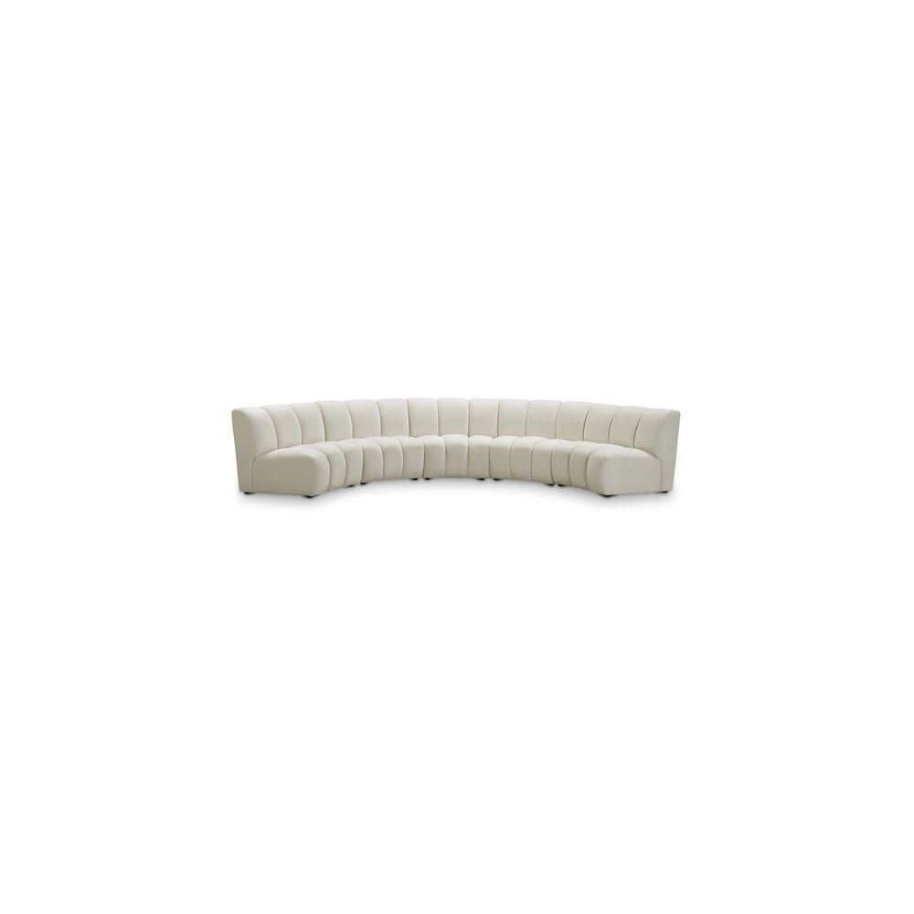 Infinity Cream Velvet Tufted Modular 5-Piece Sectional Sofa