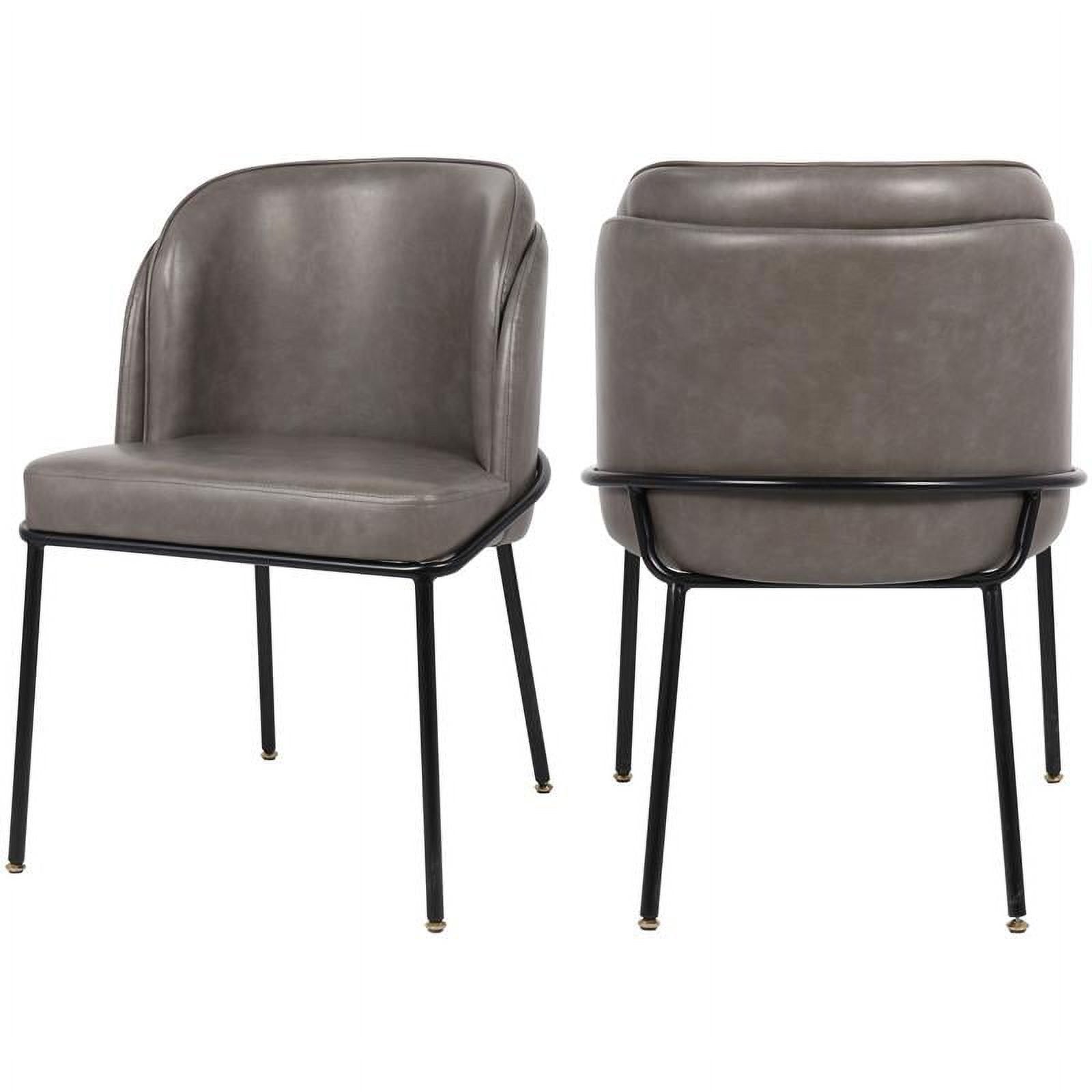 Gray Faux Leather Upholstered Side Chair with Metal Legs