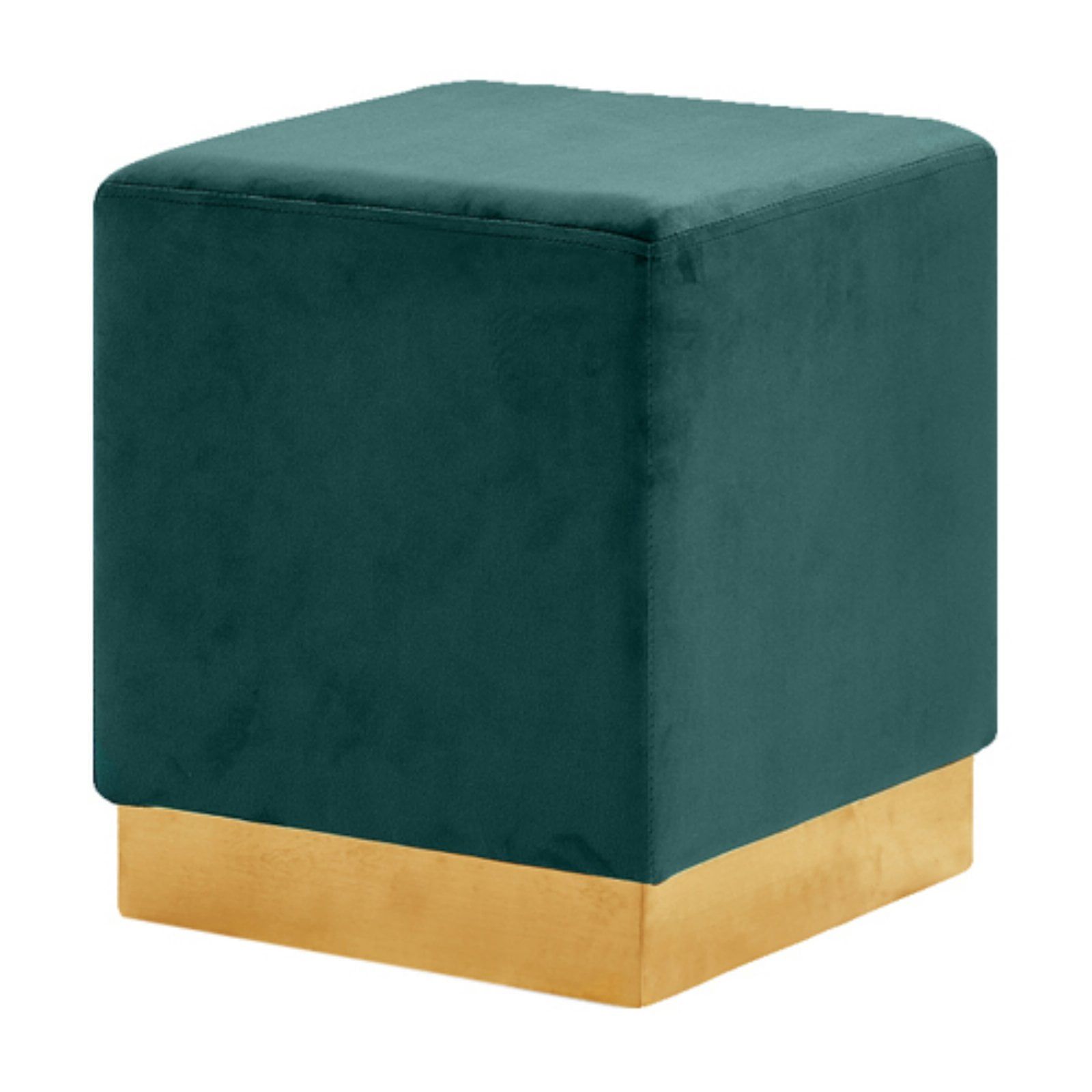 Green Velvet Ottoman with Gold Stainless Steel Base