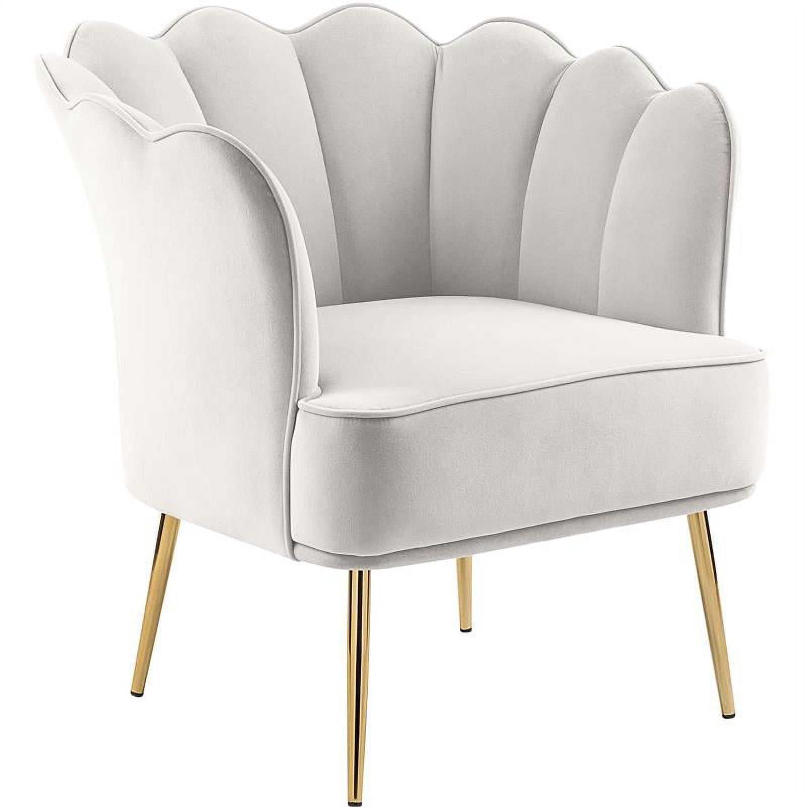 Cream Velvet Barrel Accent Chair with Gold Metal Legs