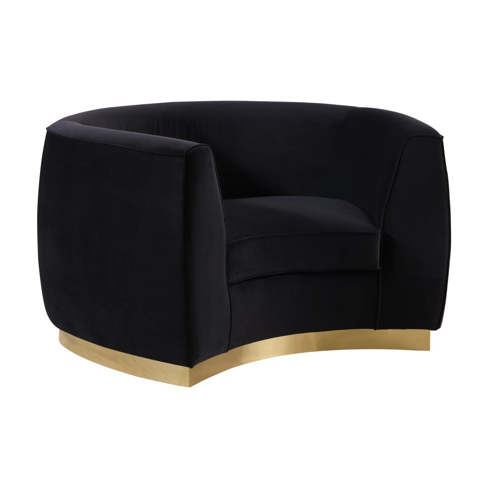Julian Black Velvet and Gold Stainless Steel Chaise